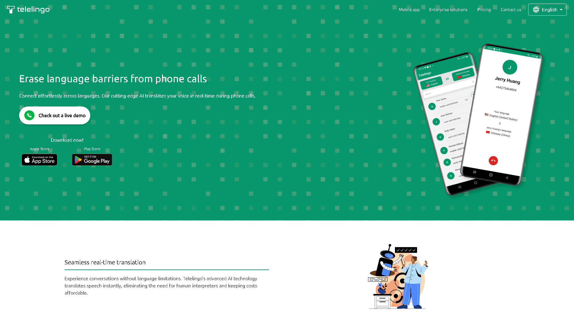 Telelingo Interface Screenshot - Education & Translation Tool