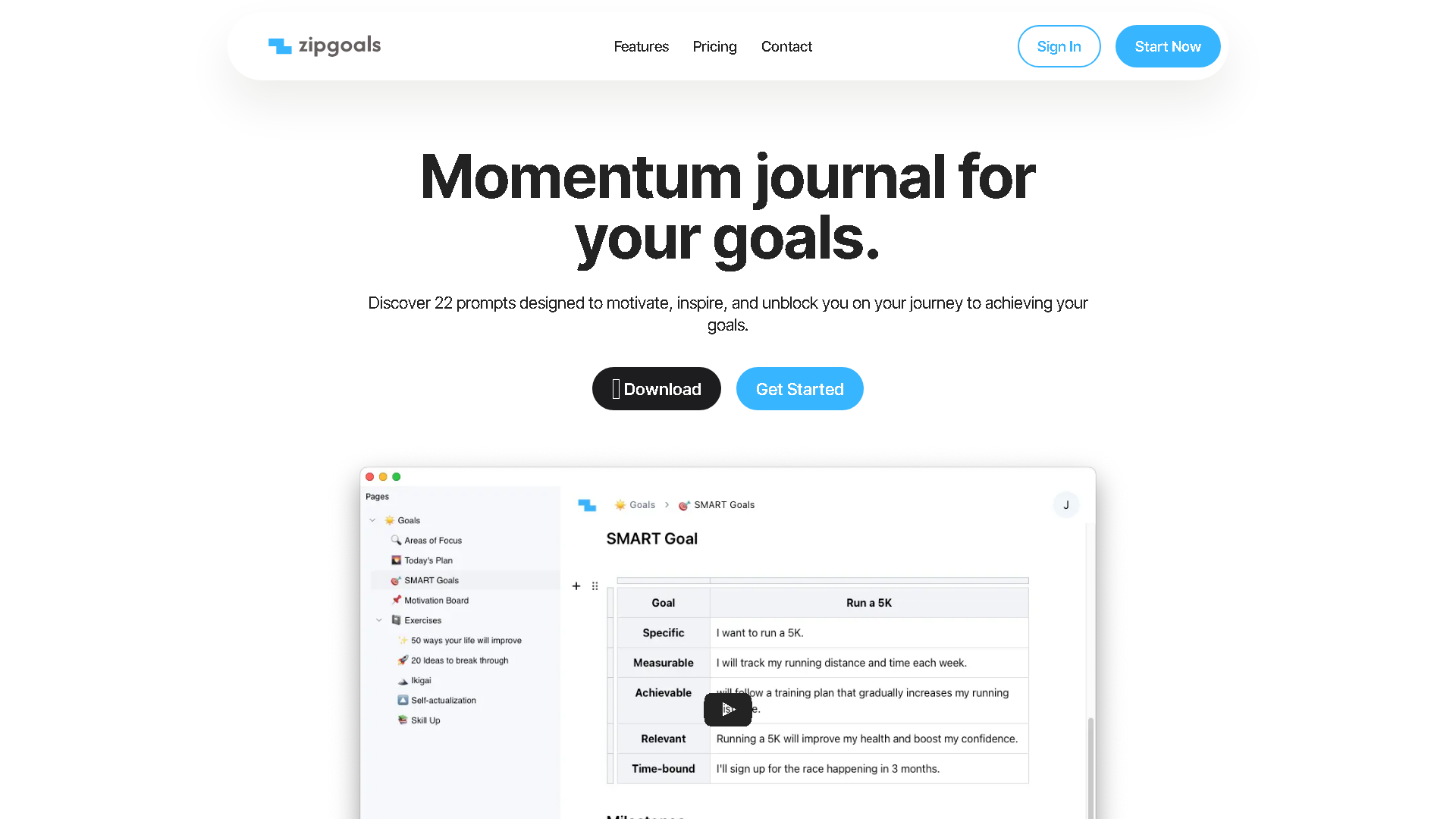 Zipgoals Interface Screenshot - Writing & Editing Tool