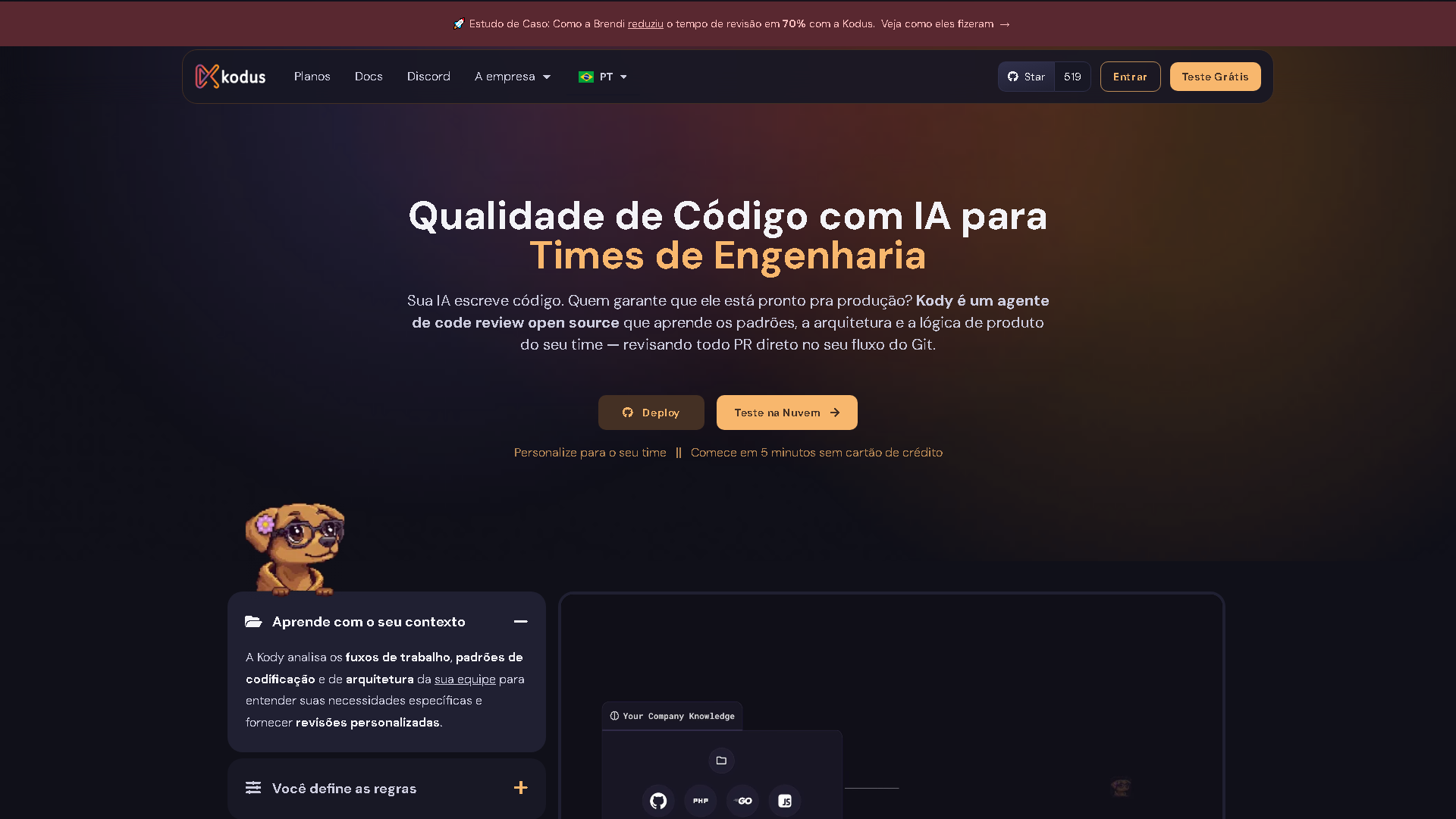 Kodus Interface Screenshot - Coding & Development Tool