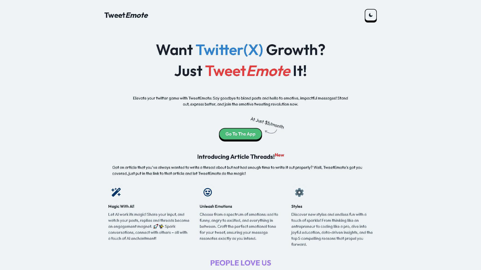TweetEmote Interface Screenshot - Social Media Tool