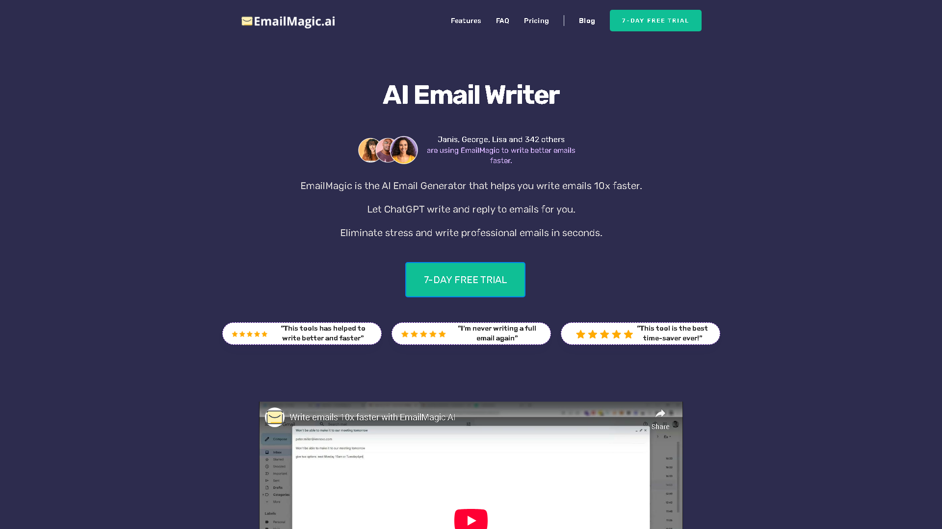 EmailMagic AI Interface Screenshot - Writing & Editing Tool