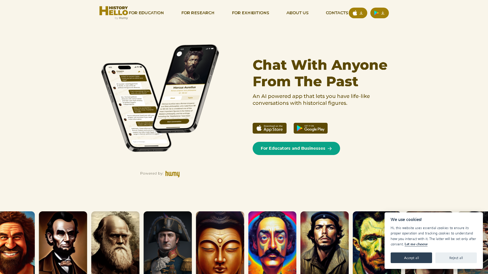 Hello History Interface Screenshot - Education & Translation Tool