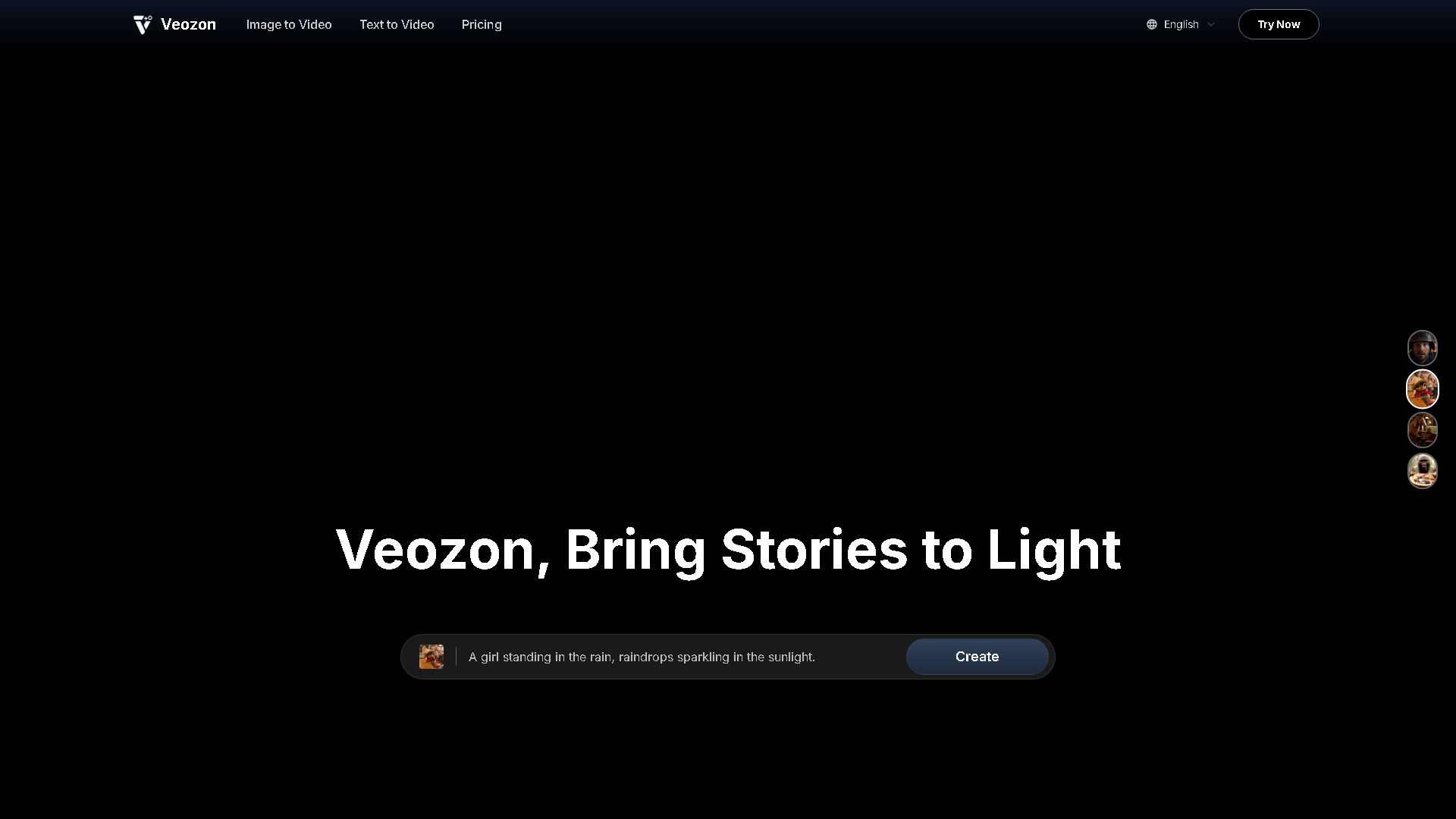 Veozon AI Video Generator Interface Screenshot - Video & Animation Tool