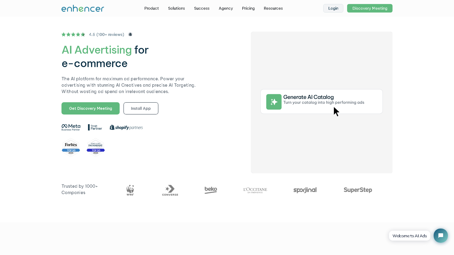 Enhencer AI Ads Interface Screenshot - Social Media Tool