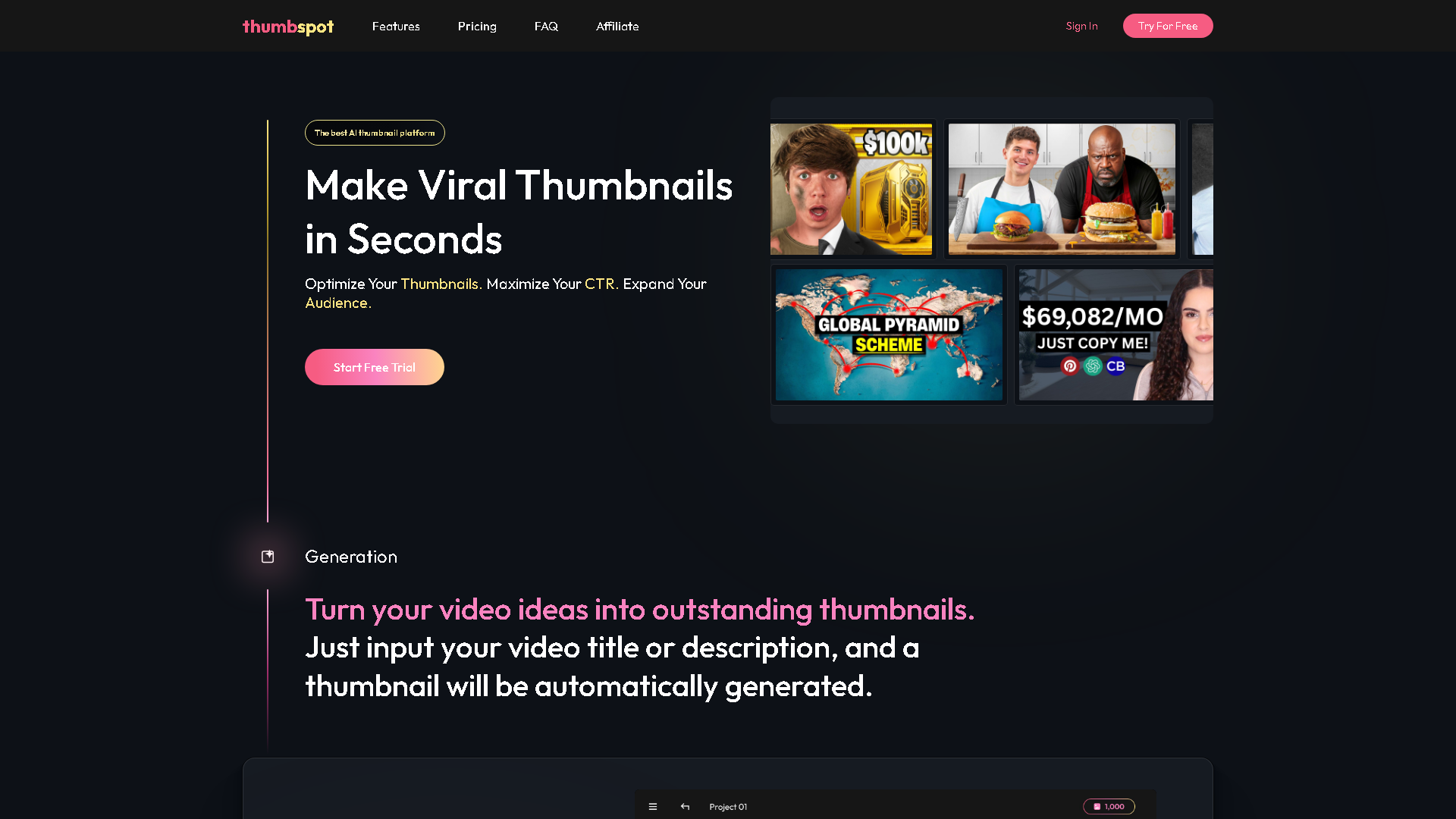 Thumbspot Interface Screenshot - Art & Creative Design Tool