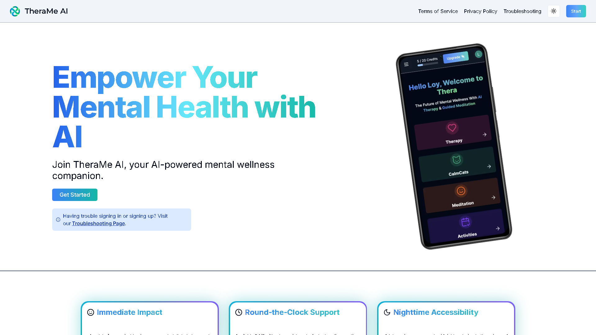 TheraMe AI Interface Screenshot - Art & Creative Design Tool
