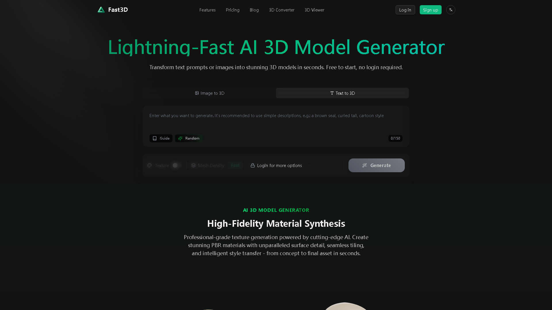 Fast3D Interface Screenshot - Image Generation & Editing Tool