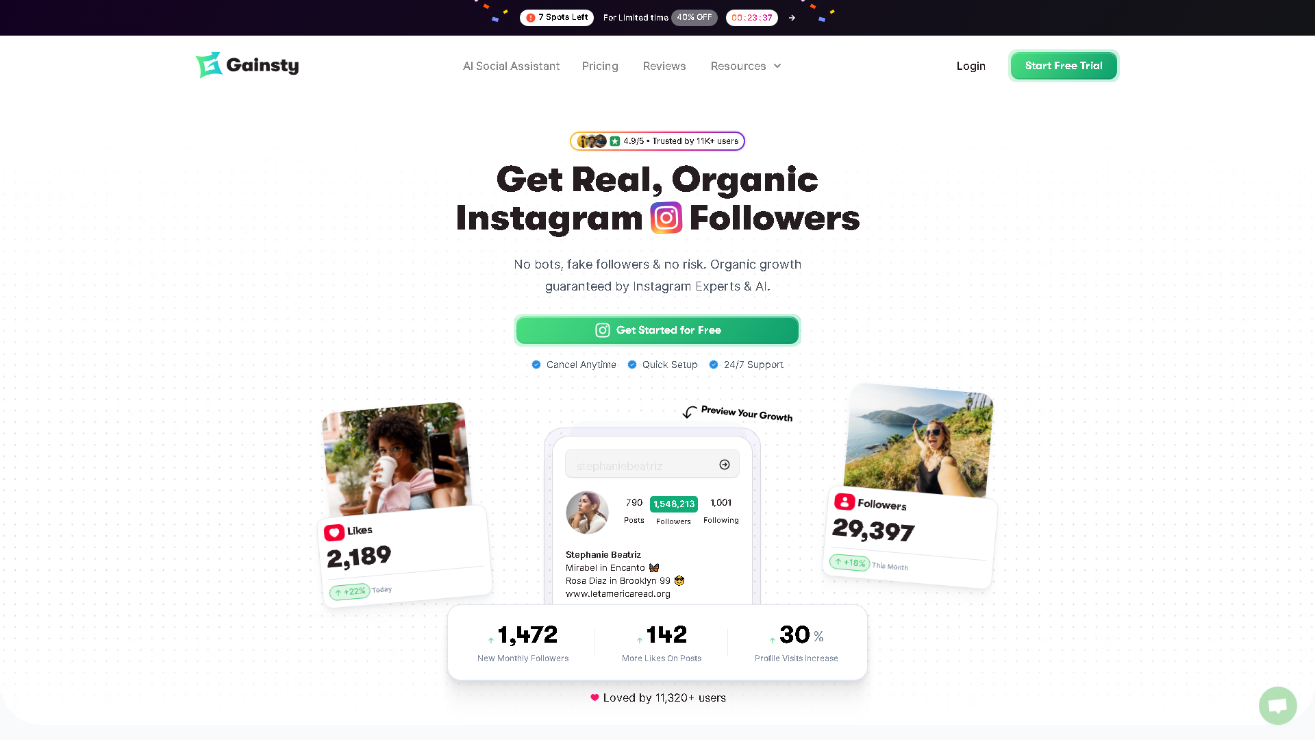Gainsty Interface Screenshot - Social Media Tool