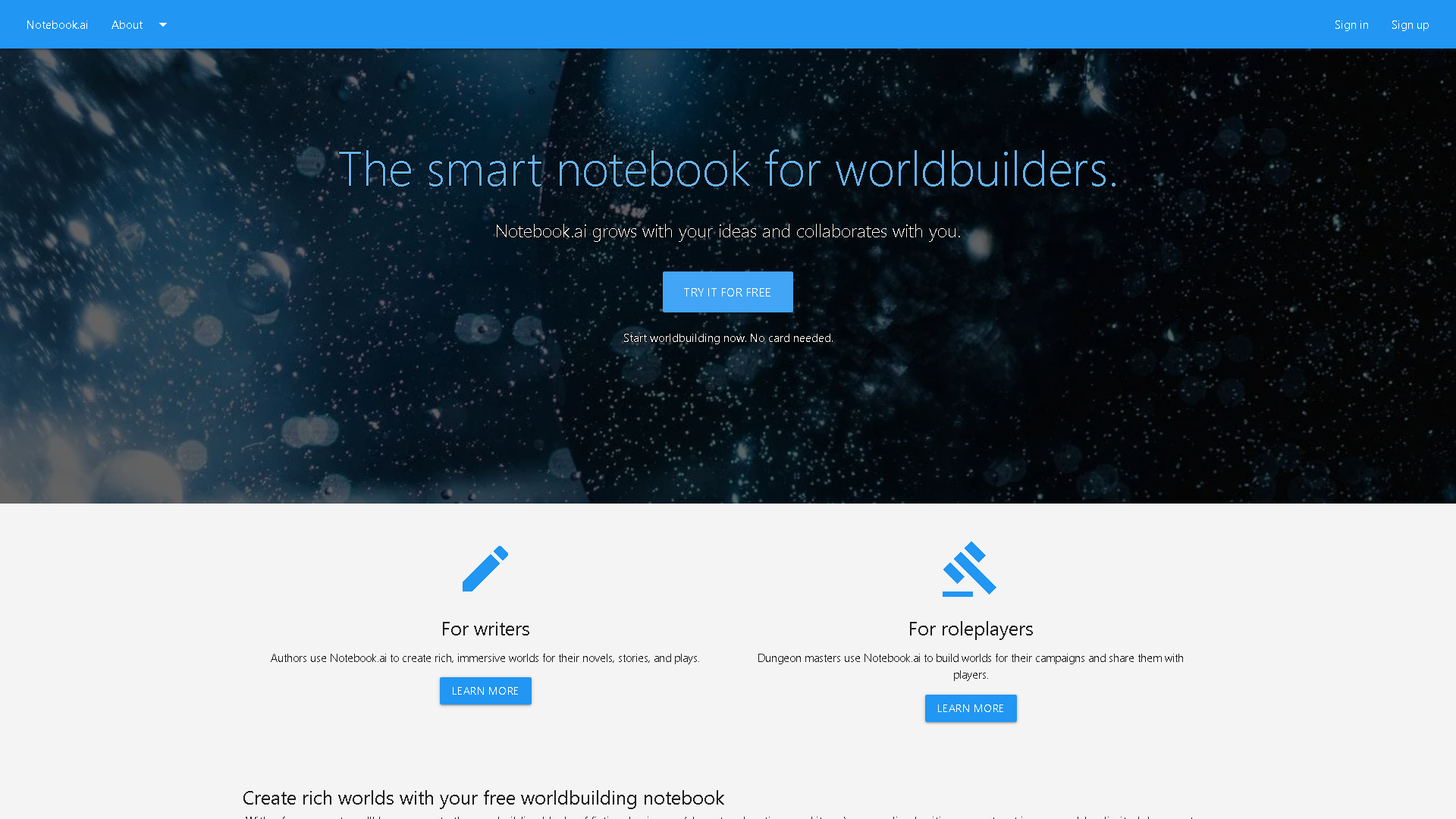 Notebook.ai Interface Screenshot - Writing & Editing Tool