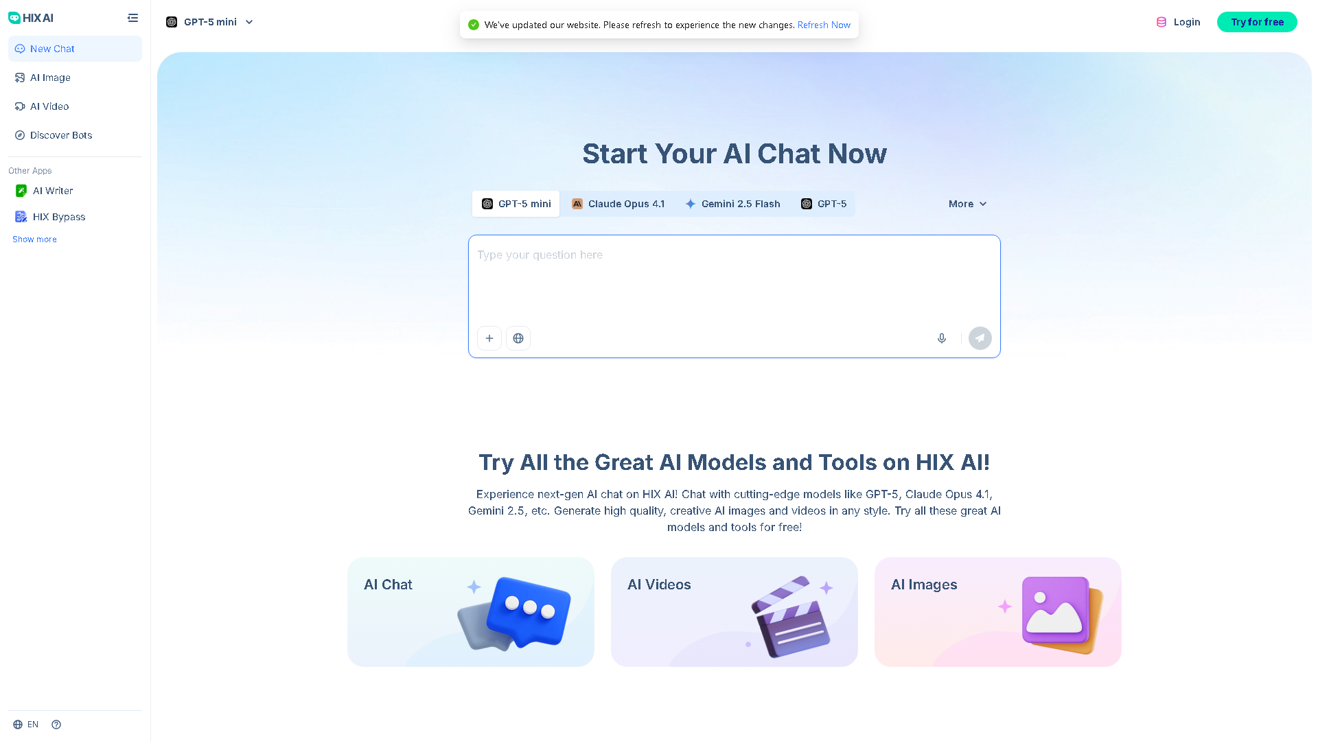 HIX.AI Interface Screenshot - Writing & Editing Tool