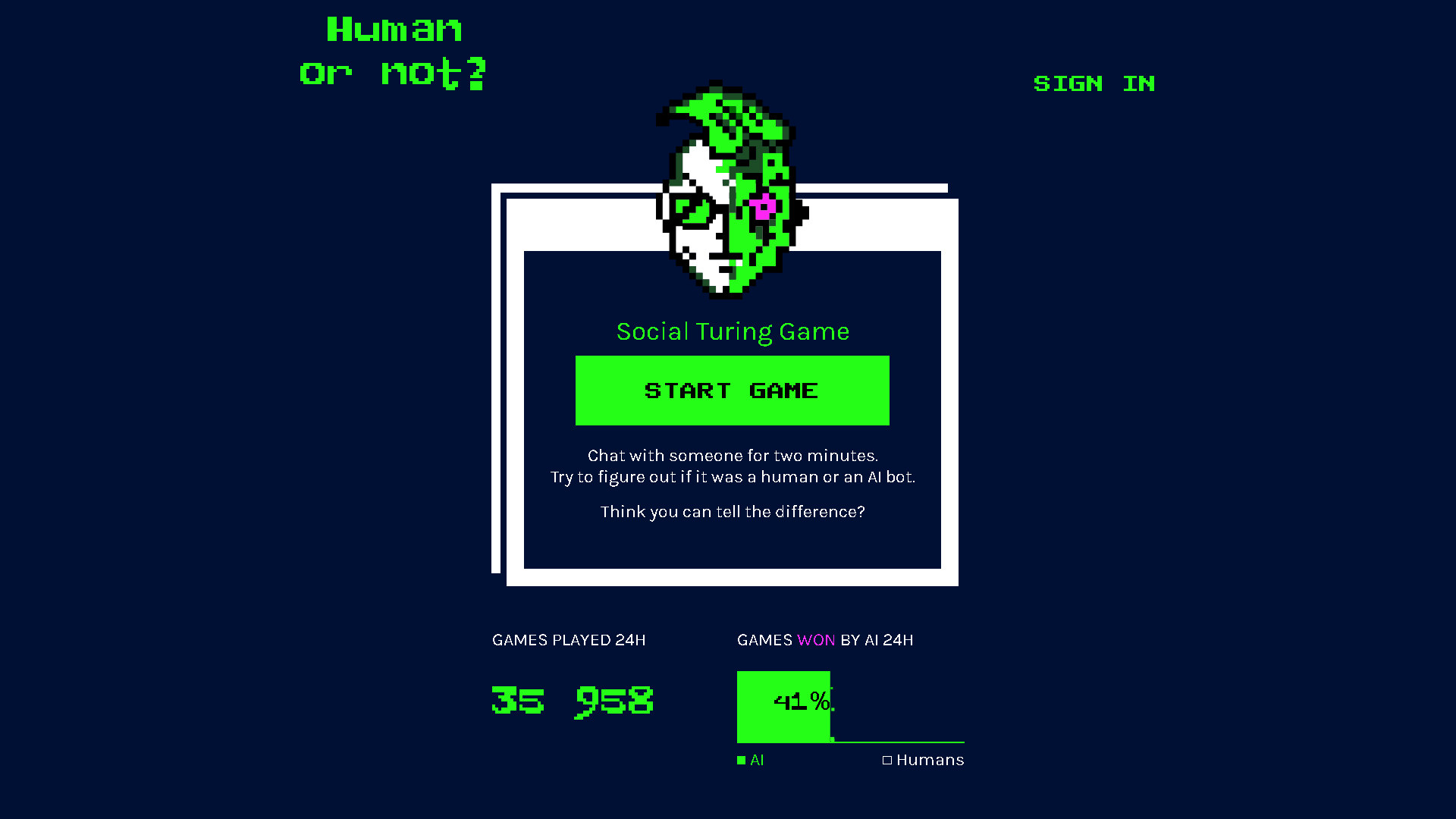 Human or Not Interface Screenshot - AI Detection & Anti-Detection Tool