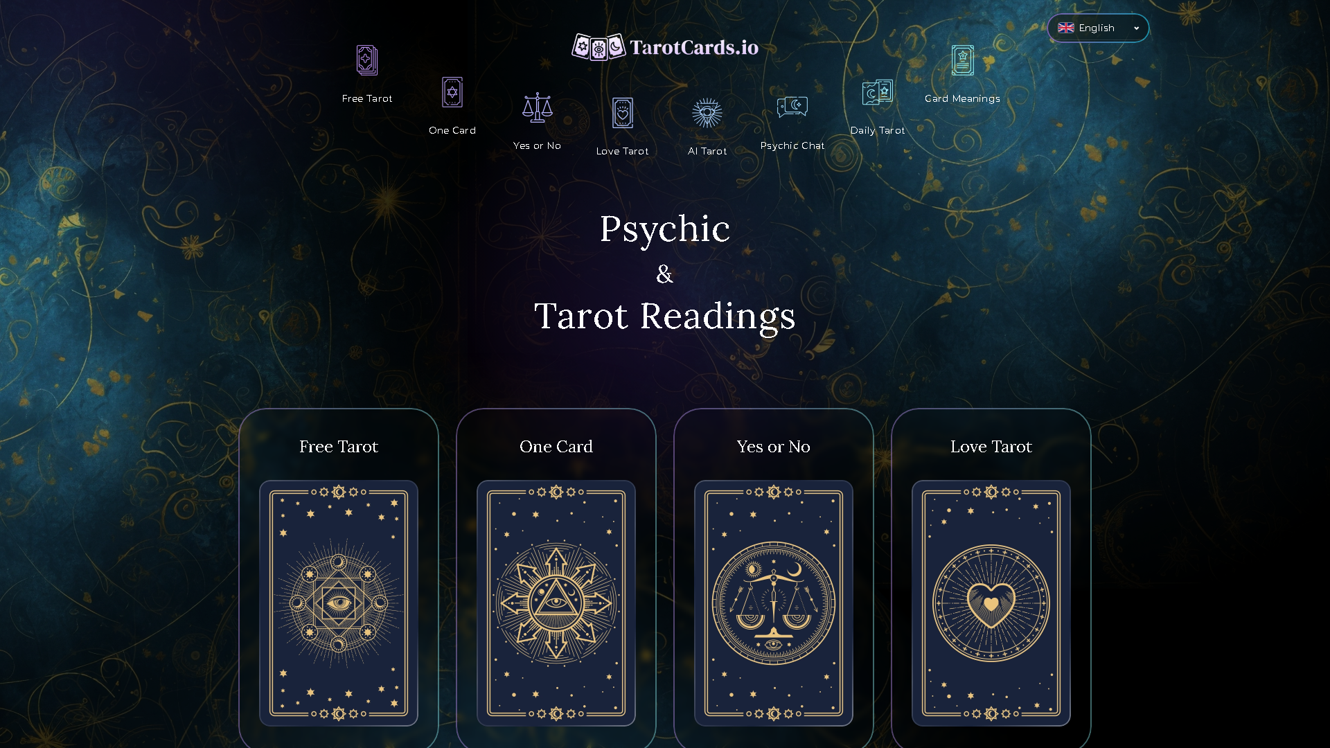 TarotCards.io Interface Screenshot - Research & Data Analysis Tool
