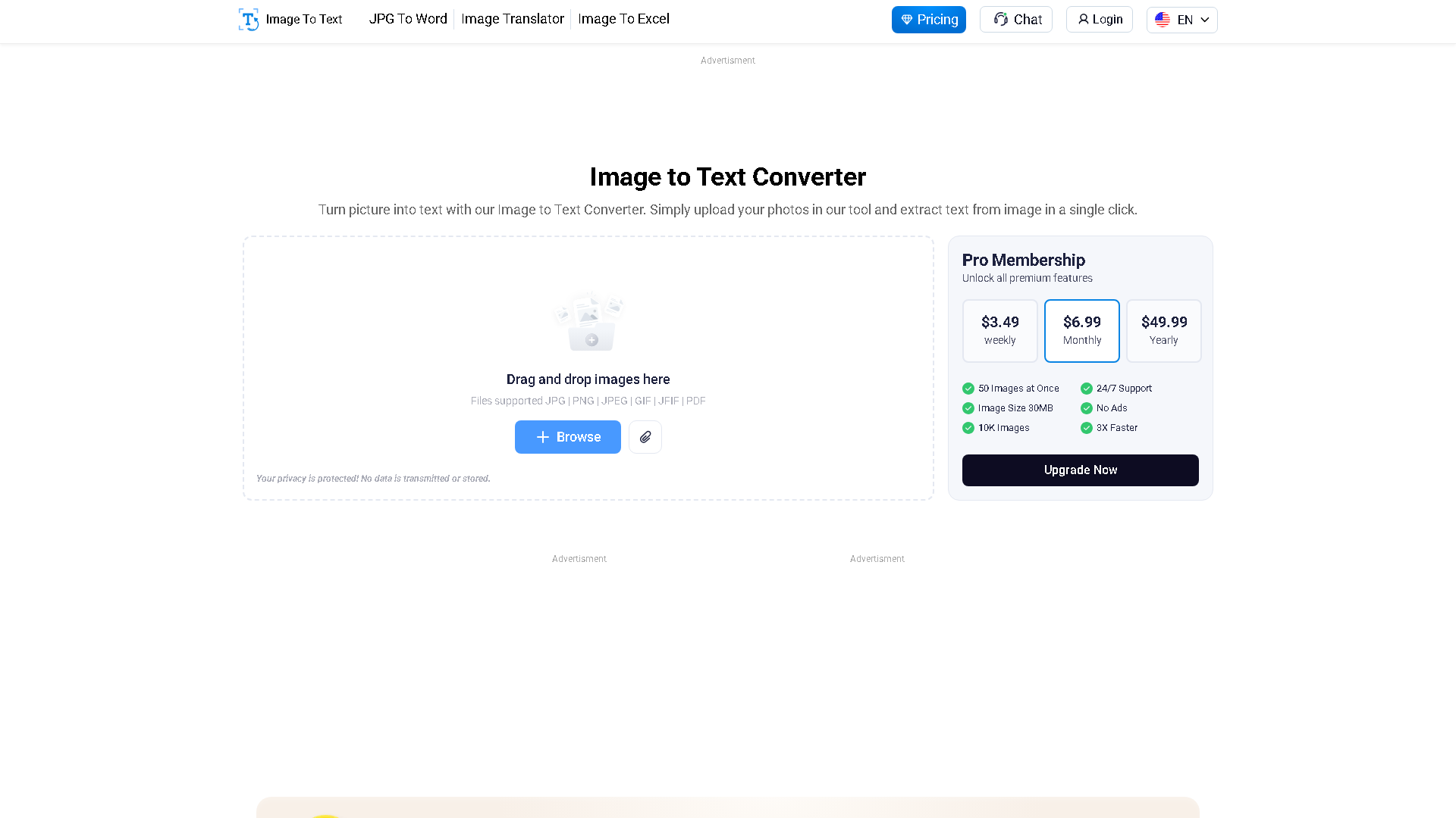 Image to Text converter Interface Screenshot - Image Analysis Tool