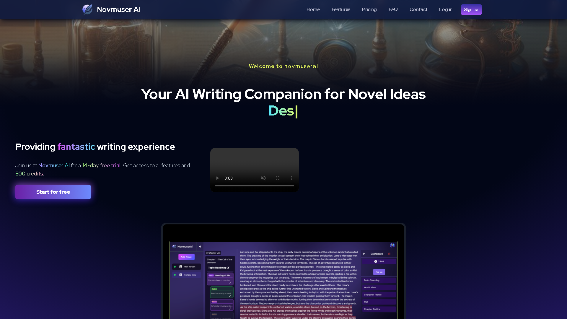Novmuser AI Interface Screenshot - Writing & Editing Tool