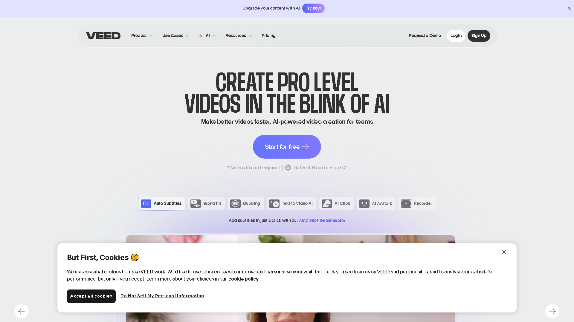 VEED.IO Interface Screenshot - Writing & Content Tool