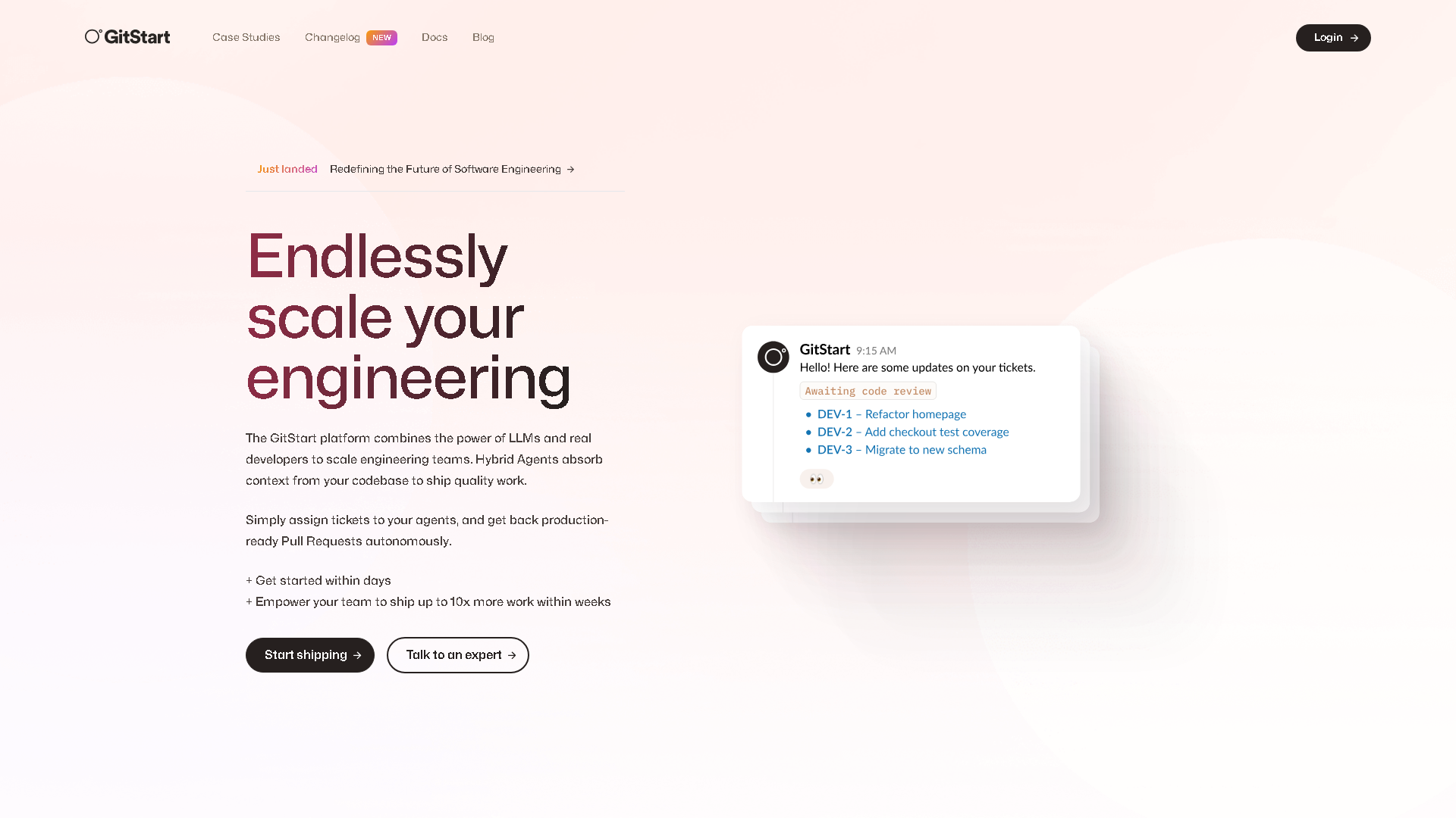 GitStart Interface Screenshot - Development & APIs Tool