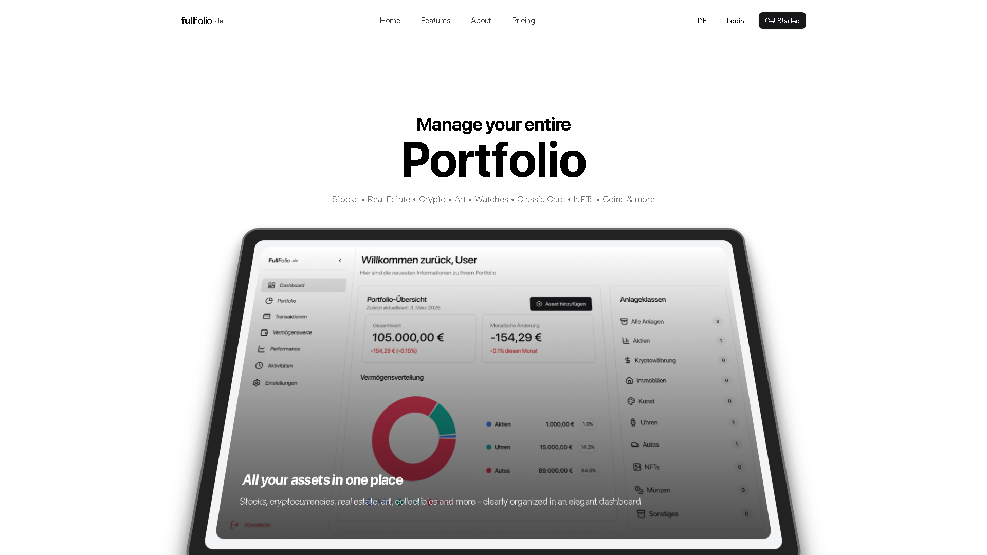 fullfolio.de Interface Screenshot - Business Research Tool