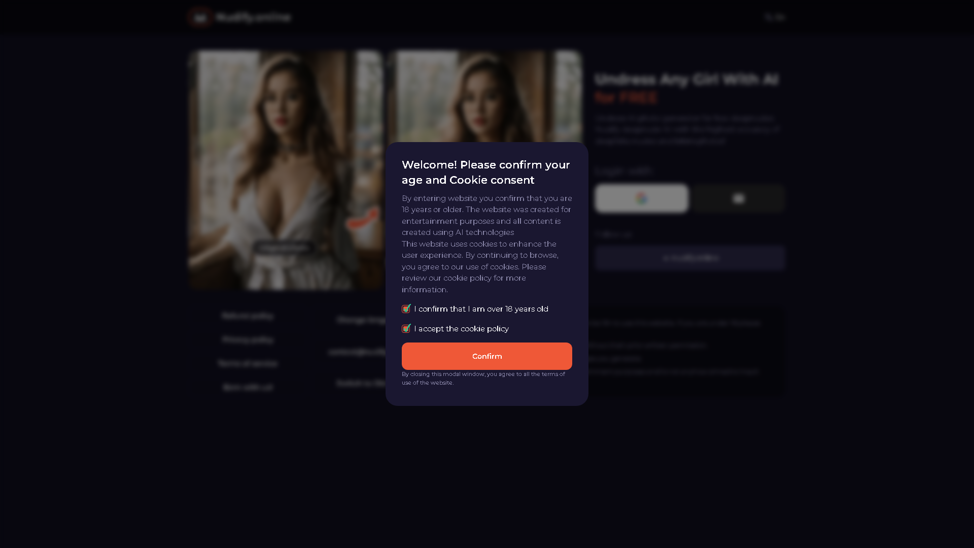 Nudify.Online Interface Screenshot - Image Generation & Editing Tool