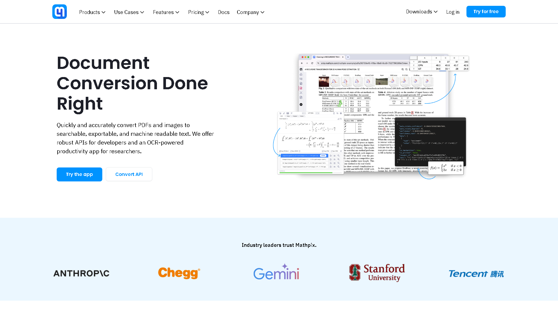 Mathpix Interface Screenshot - Image Analysis Tool