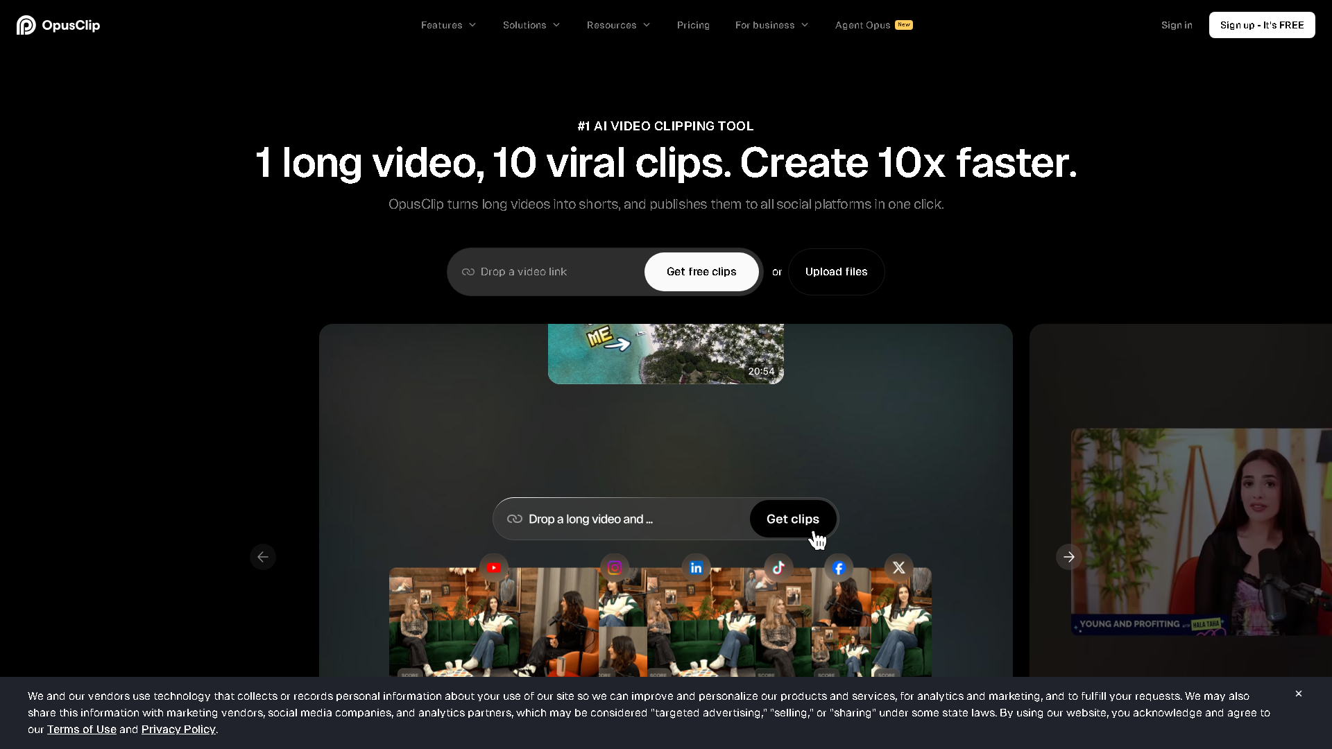 Opus Clip Interface Screenshot - Writing & Editing Tool