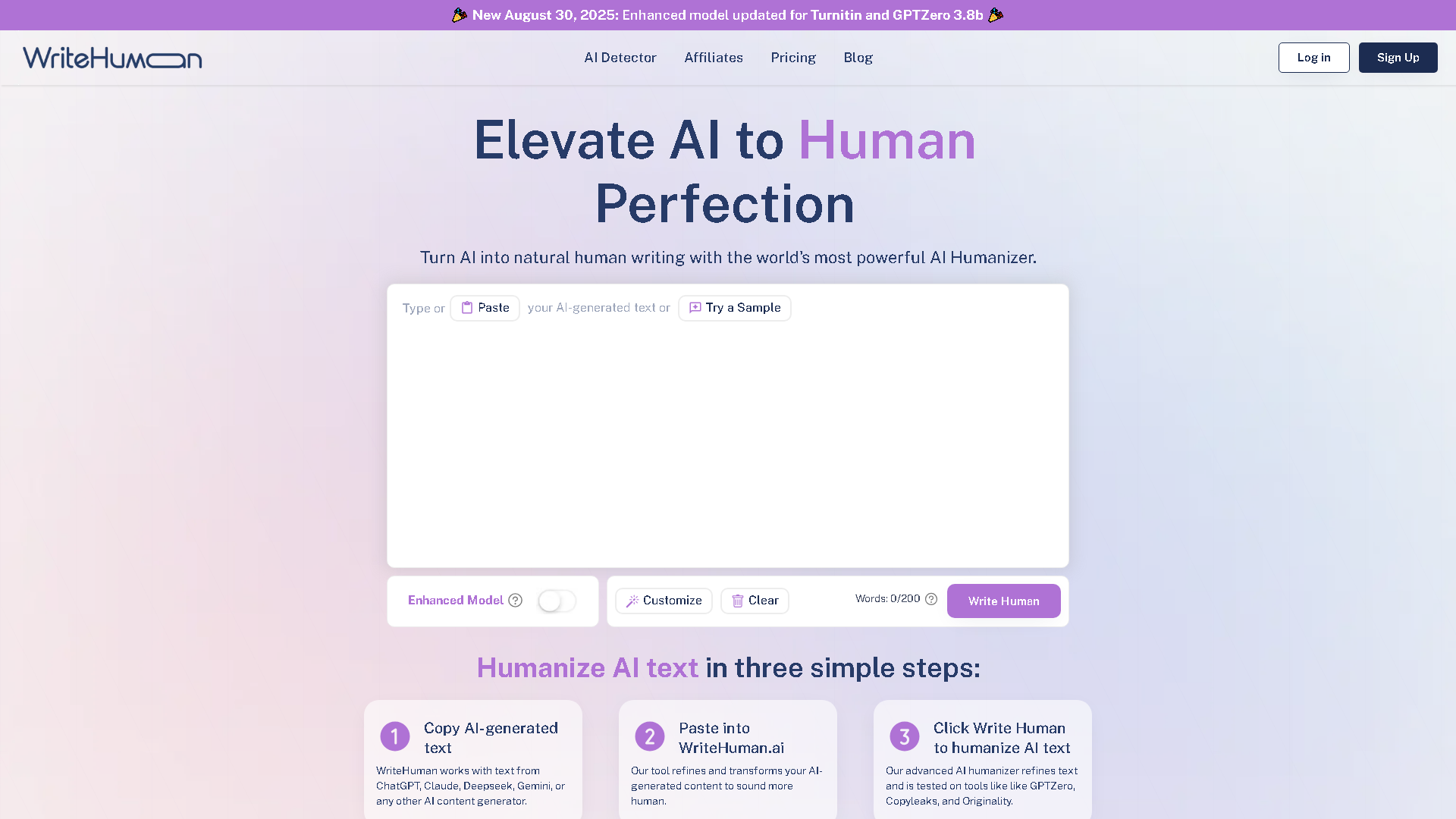 WriteHuman Interface Screenshot - AI Detection & Anti-Detection Tool
