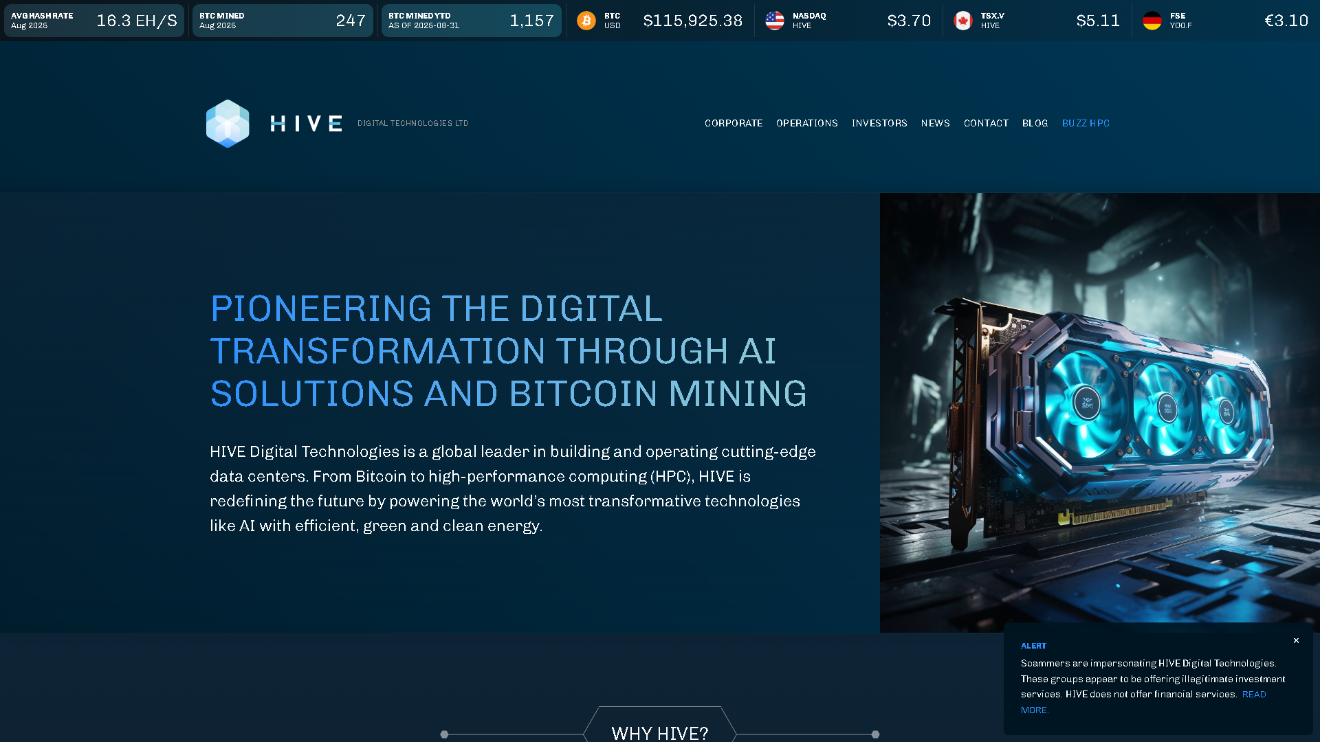 HIVE Digital Technologies Ltd Interface Screenshot - Business Research Tool