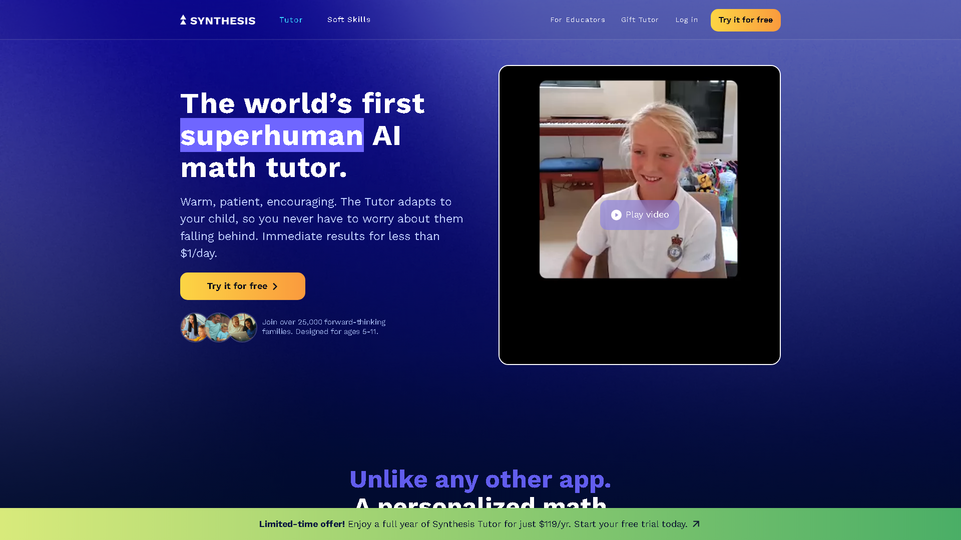Synthesis Tutor Interface Screenshot - Education & Learning Tool