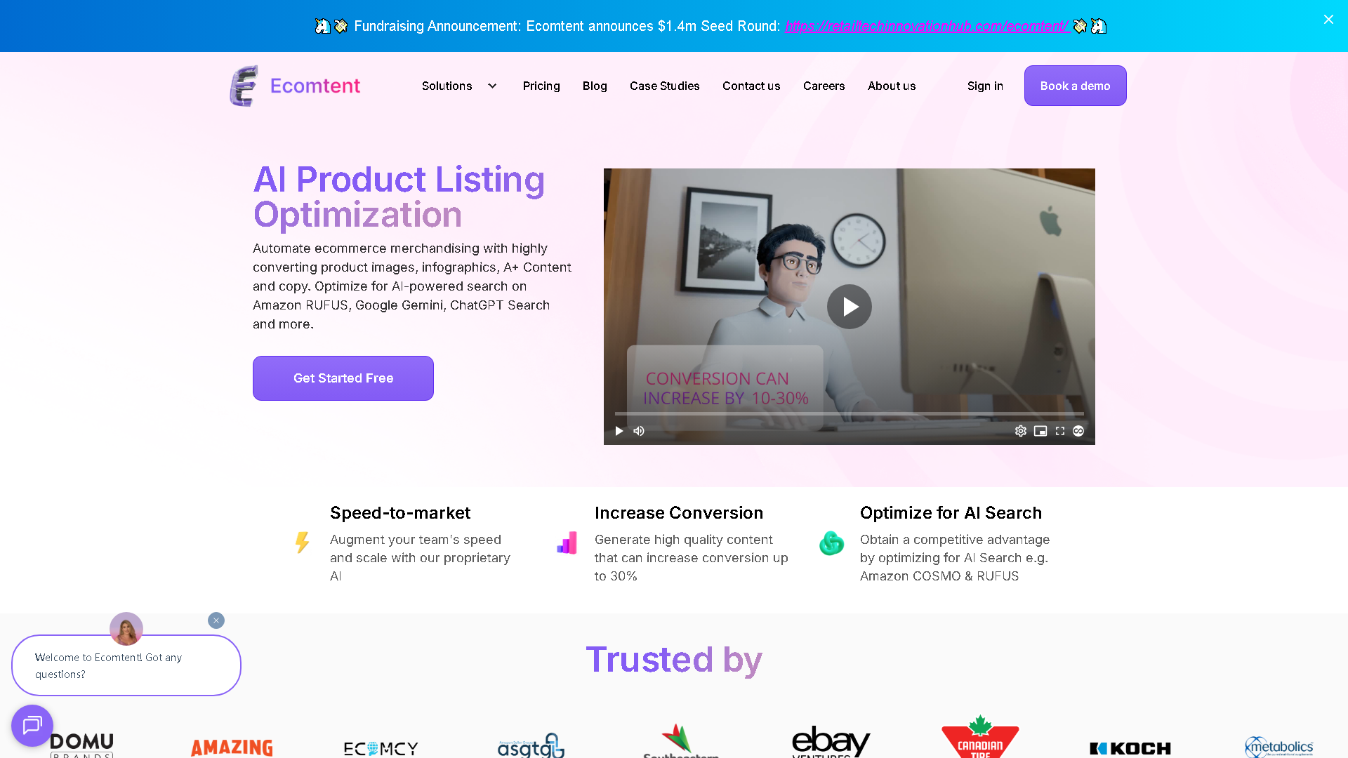 Ecomtent Interface Screenshot - Writing & Editing Tool