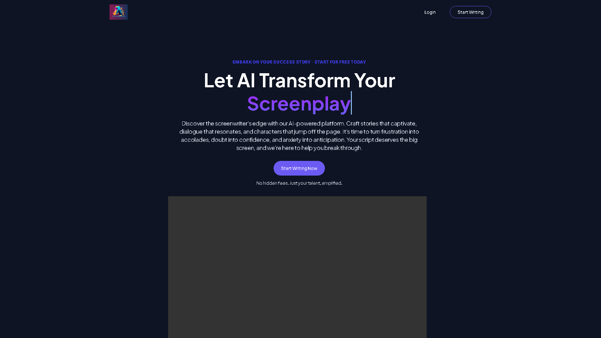 Screenwriting.AI Interface Screenshot - Writing & Editing Tool