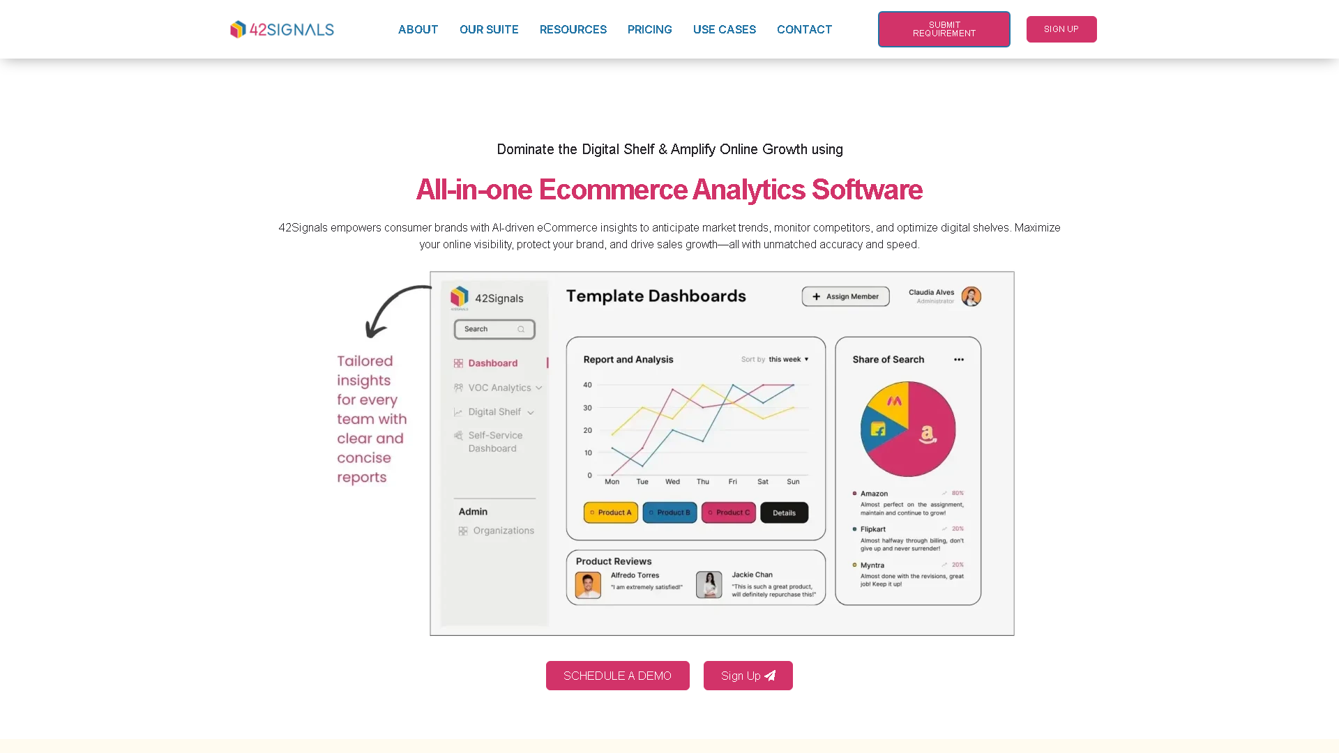 42Signals Interface Screenshot - Marketing & SEO Tool