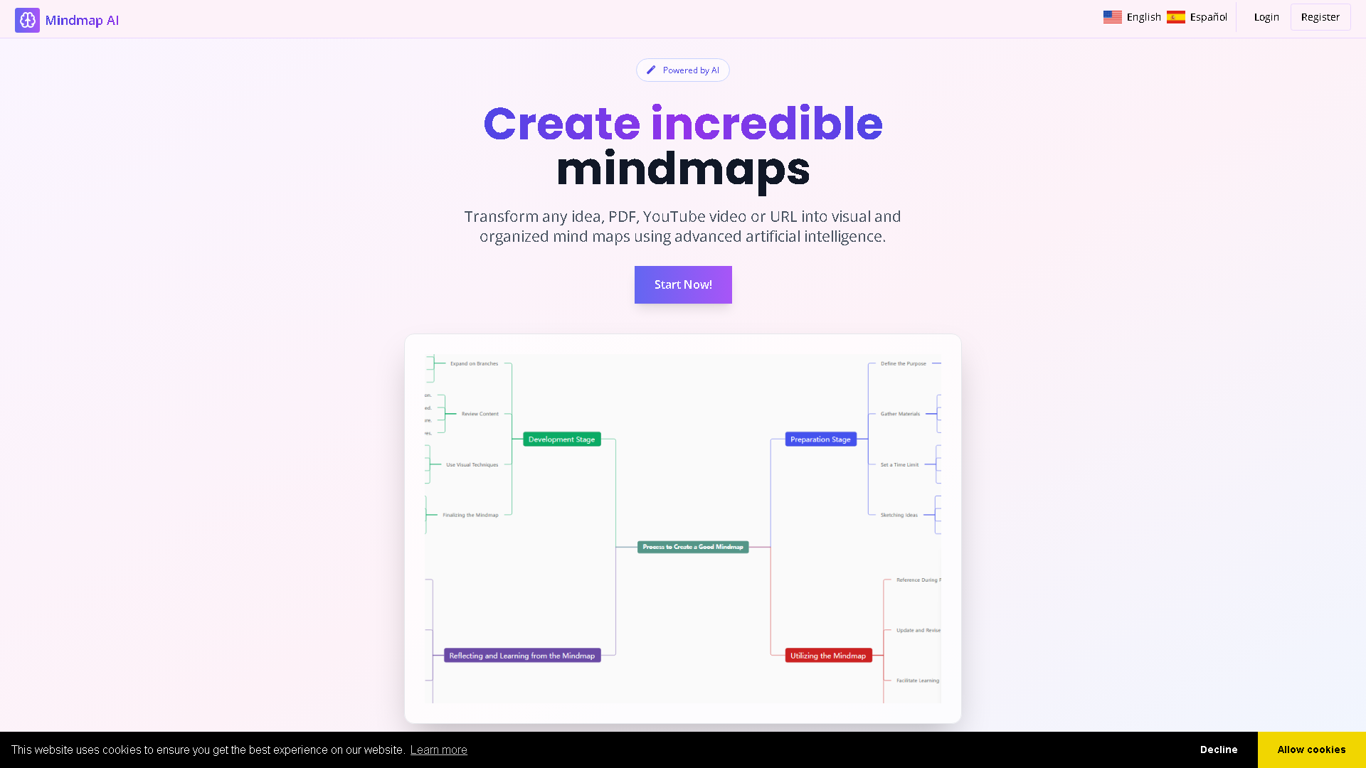 MindmapAI Interface Screenshot - Education & Learning Tool