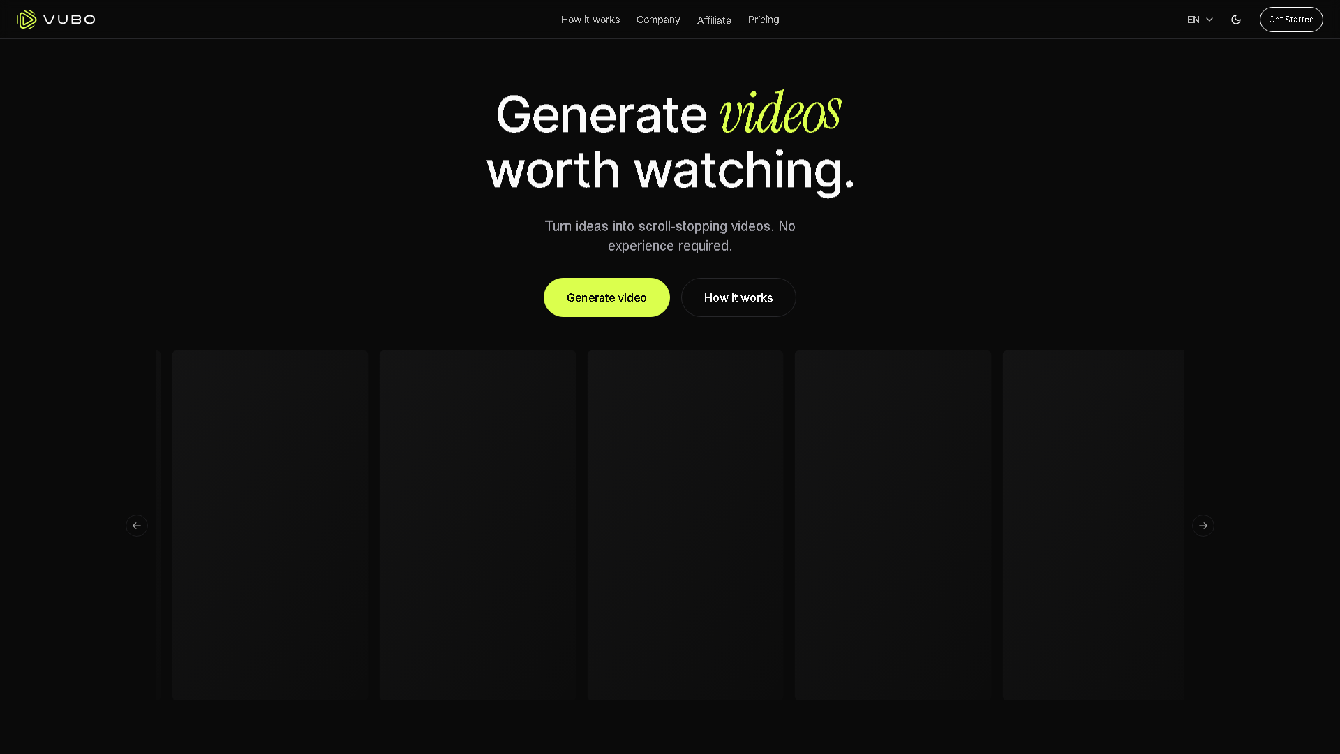 VUBO Interface Screenshot - Video & Animation Tool