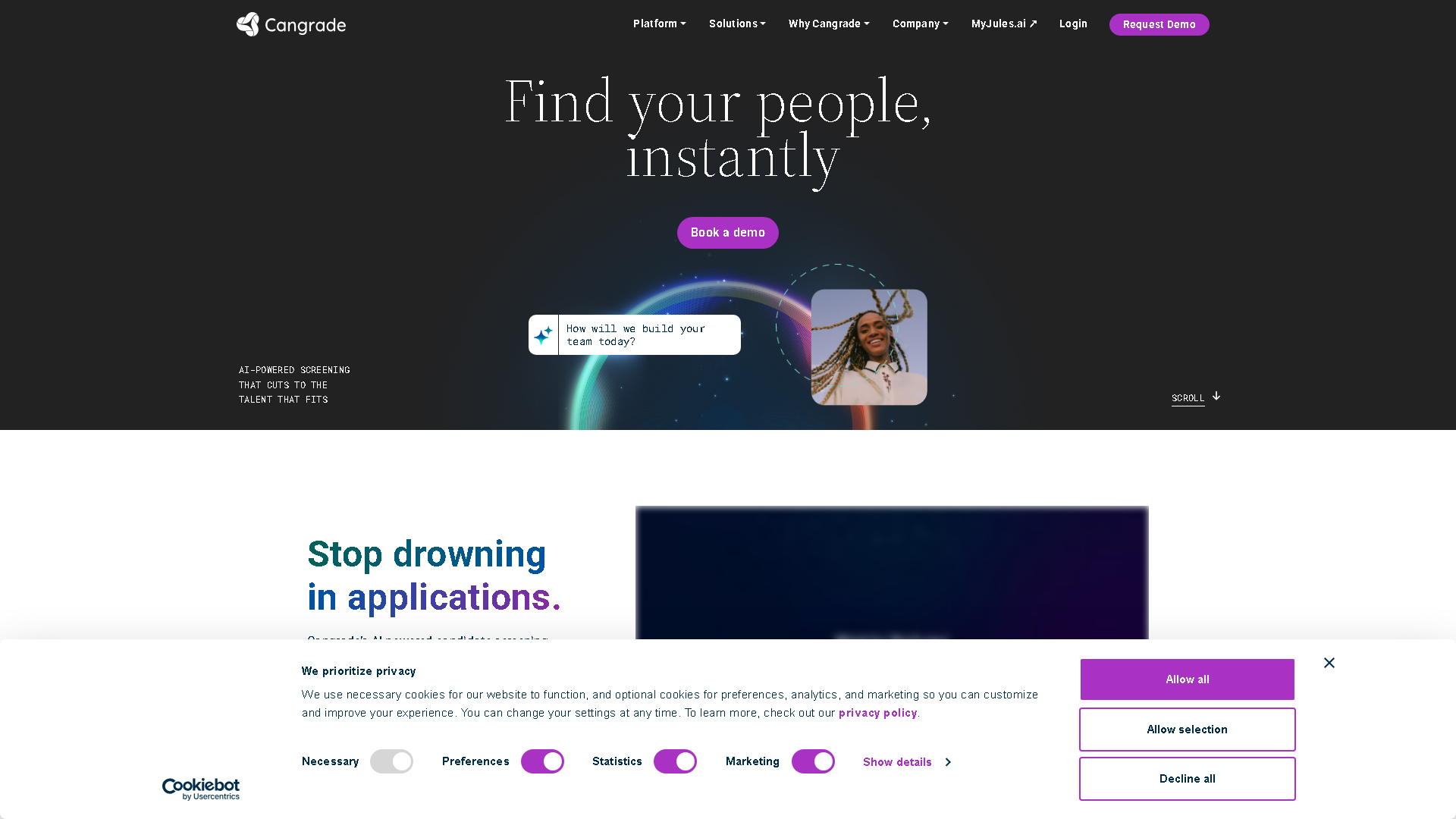 Cangrade Interface Screenshot - Writing & Editing Tool