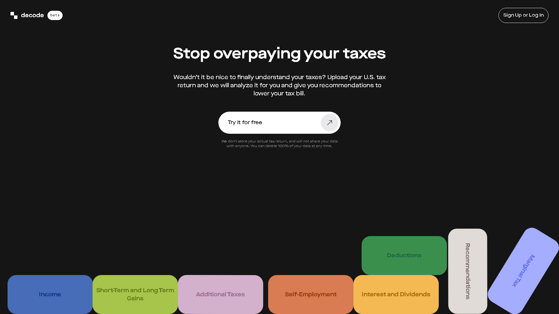 Decode.tax Interface Screenshot - Legal & Finance Tool