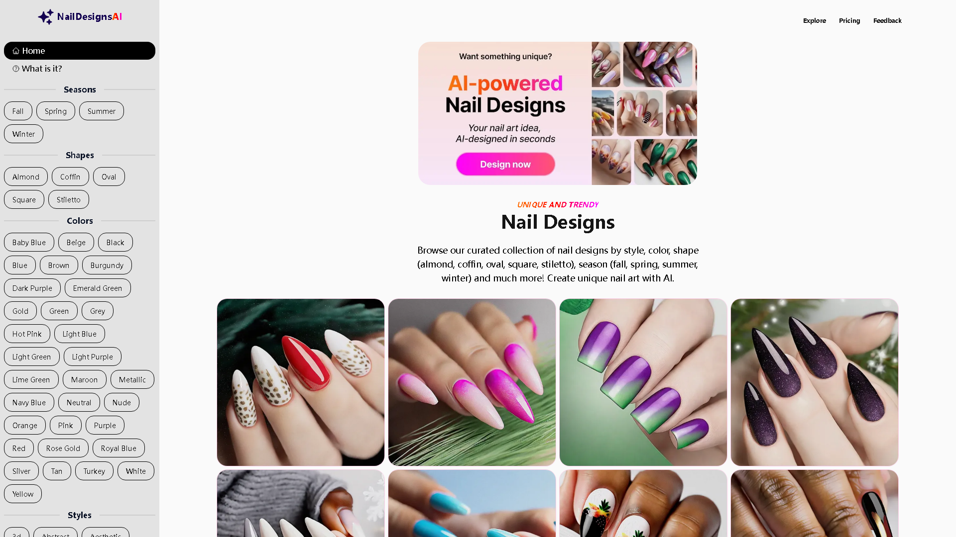 NailDesignsAI Interface Screenshot - Art & Creative Design Tool