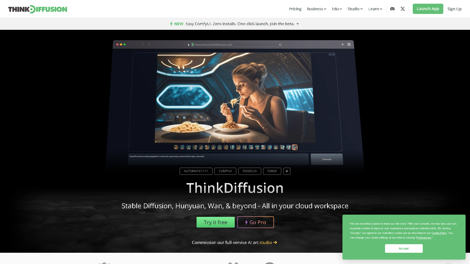 ThinkDiffusion Interface Screenshot - Art & Creative Design Tool