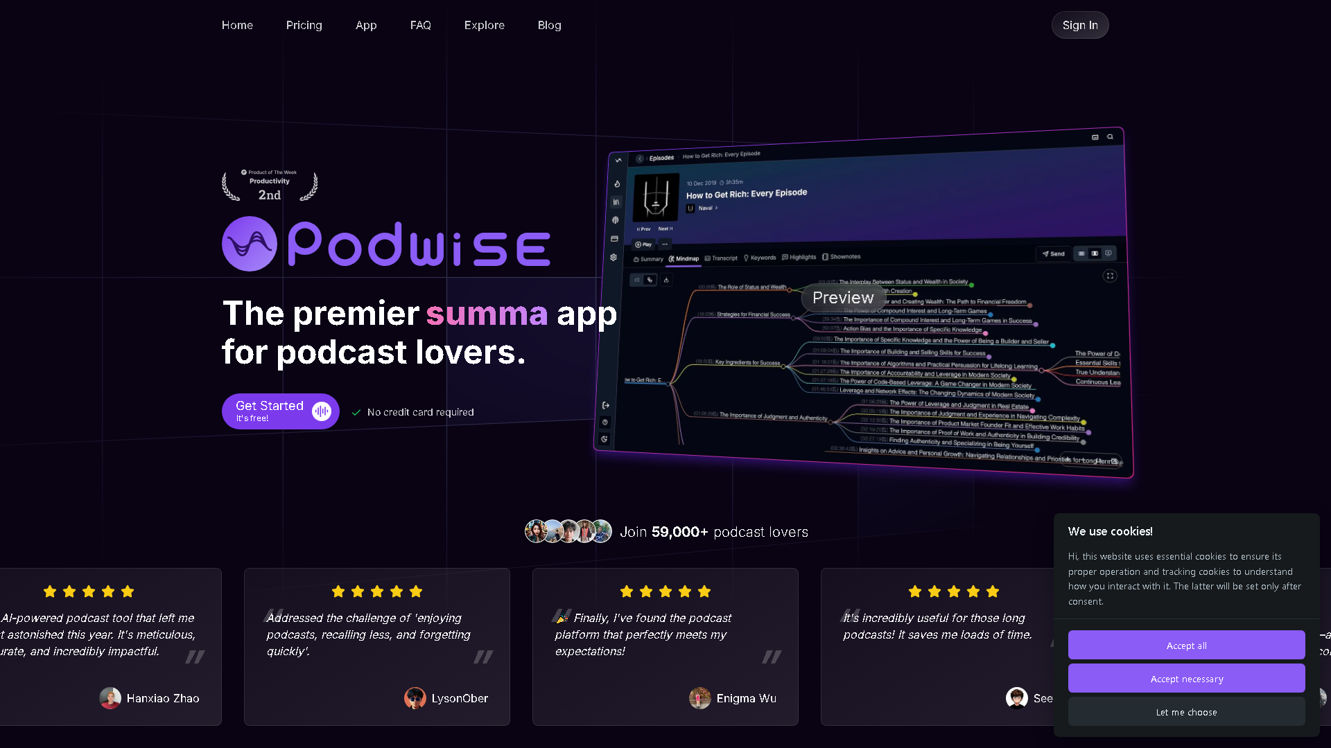 Podwise Interface Screenshot - Writing & Editing Tool