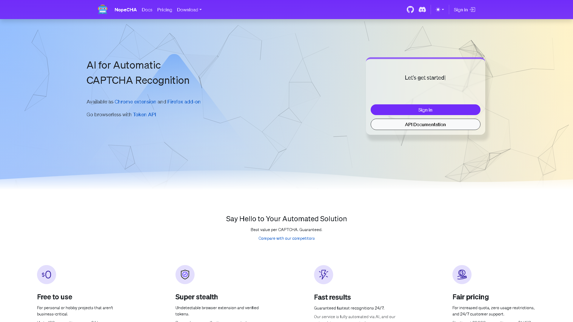 NopeCHA Interface Screenshot - AI Detection & Anti-Detection Tool