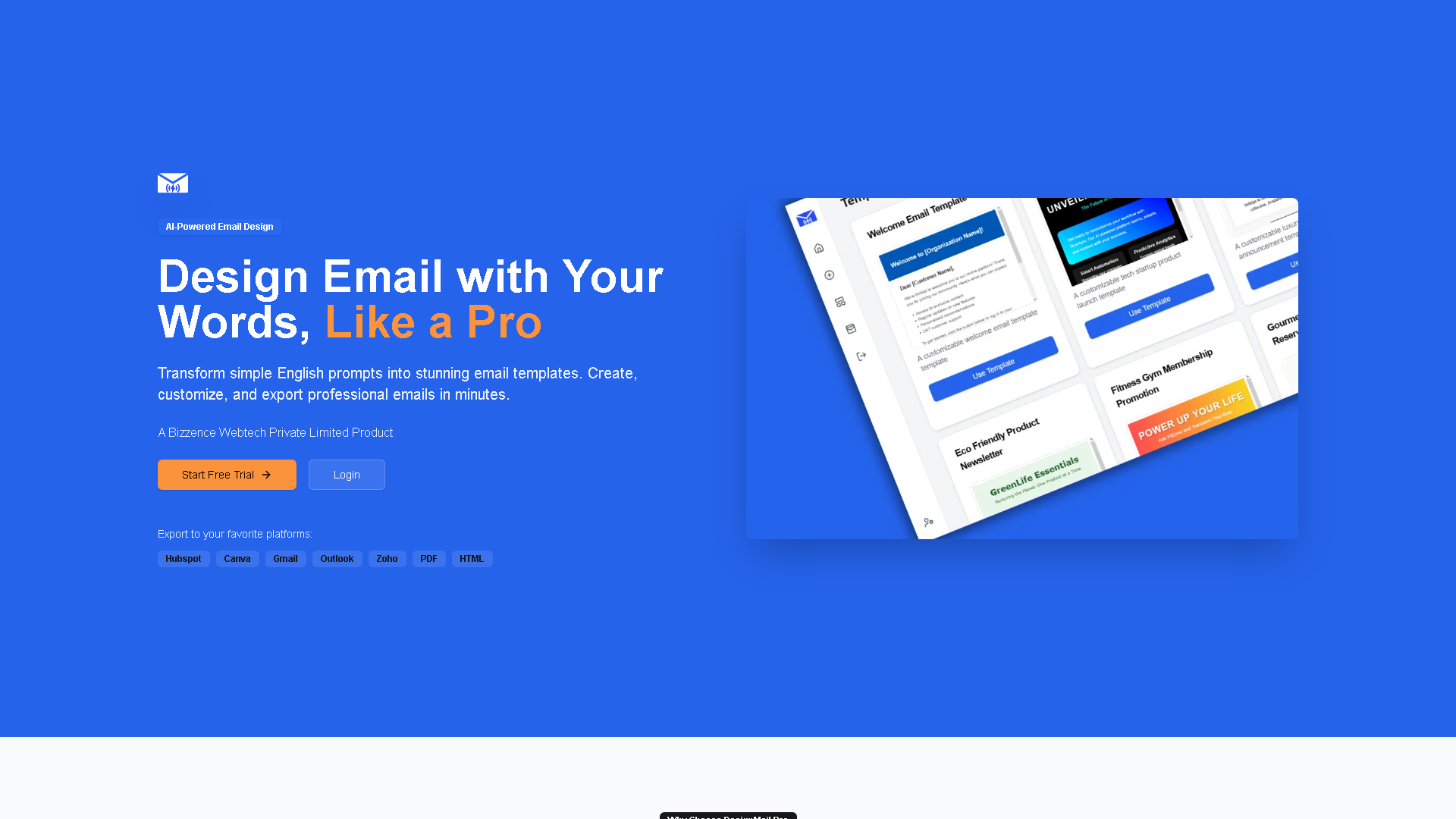 DesignMail Pro Interface Screenshot - Writing & Editing Tool