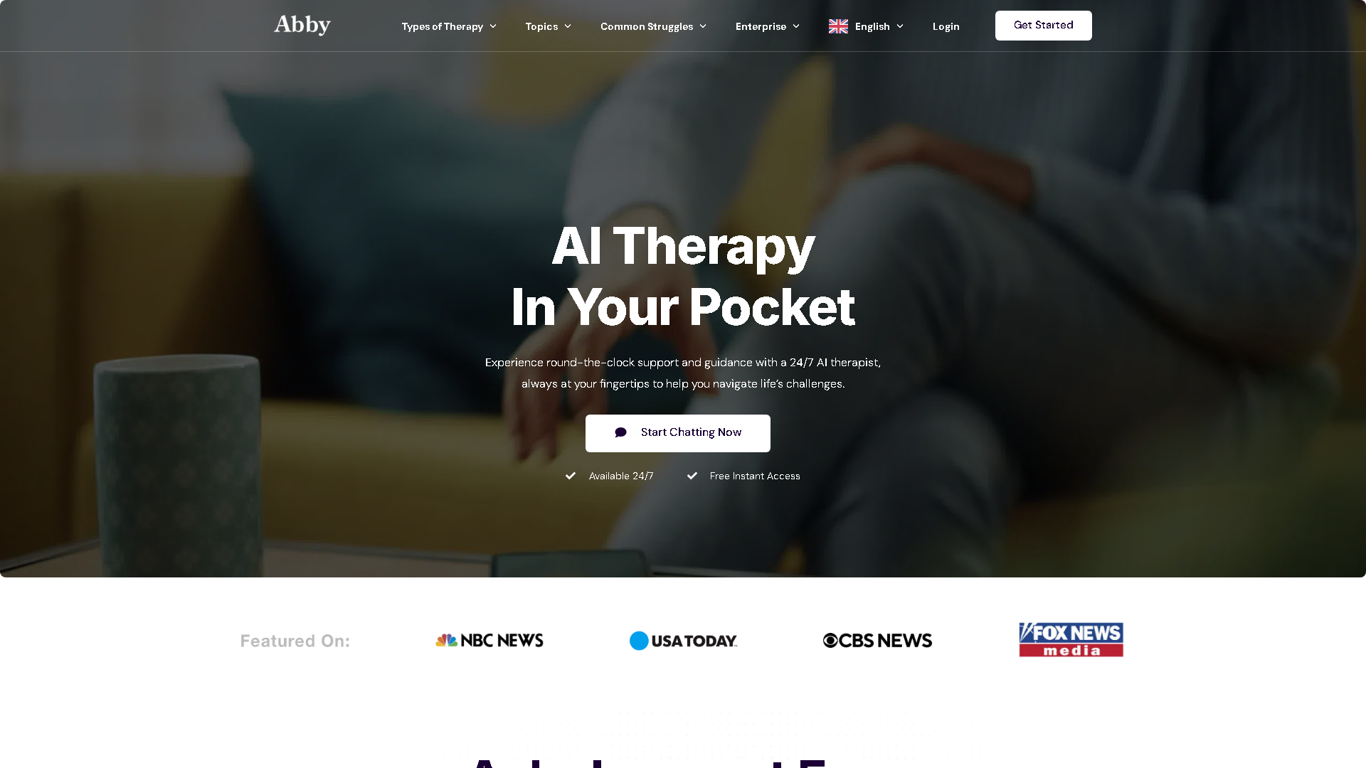 Abby - Your AI Therapist Interface Screenshot - Health & Wellness Tool