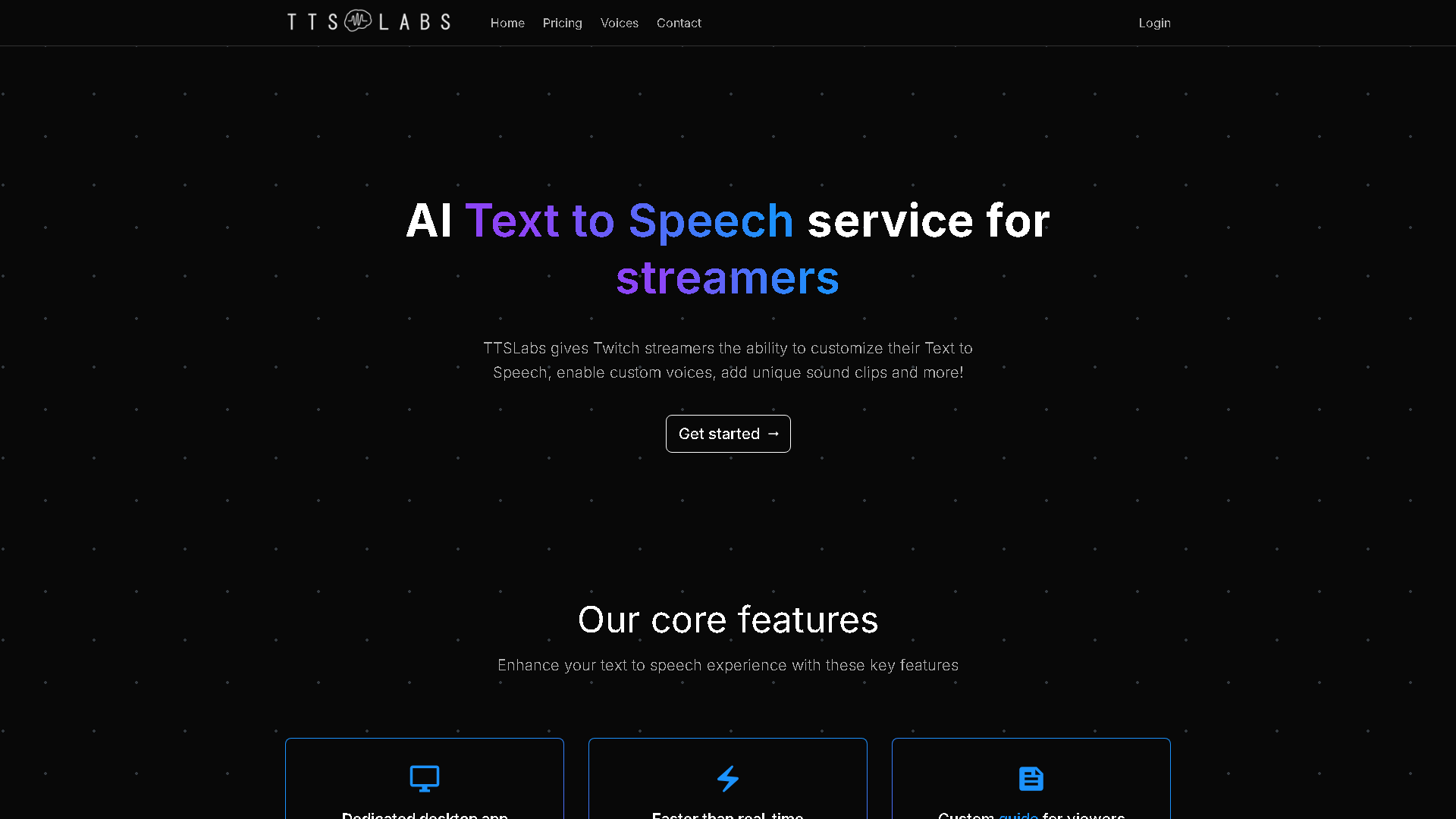 TTSLabs Interface Screenshot - Voice Generation & Conversion Tool
