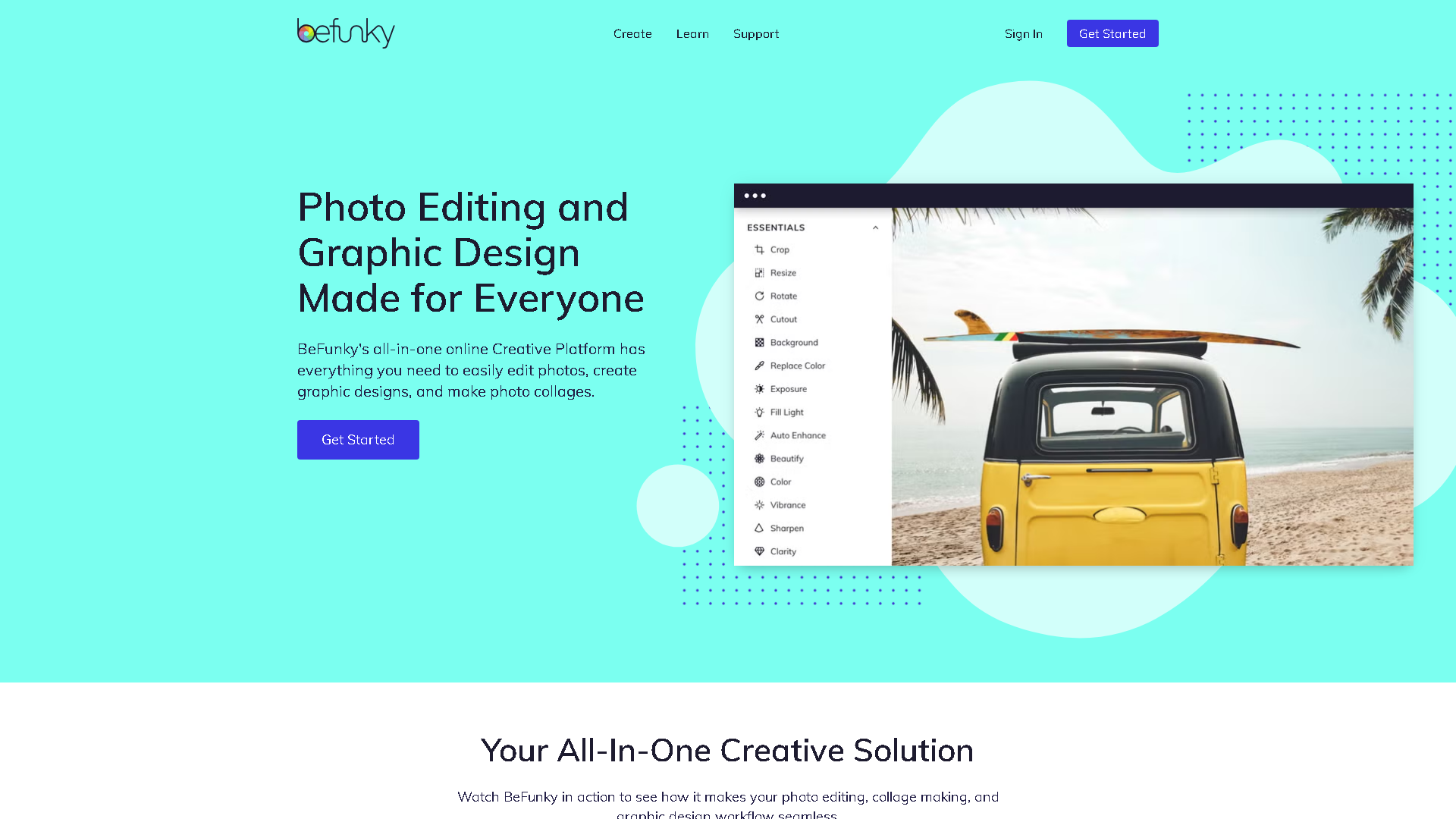 BeFunky Interface Screenshot - Image Generation & Editing Tool