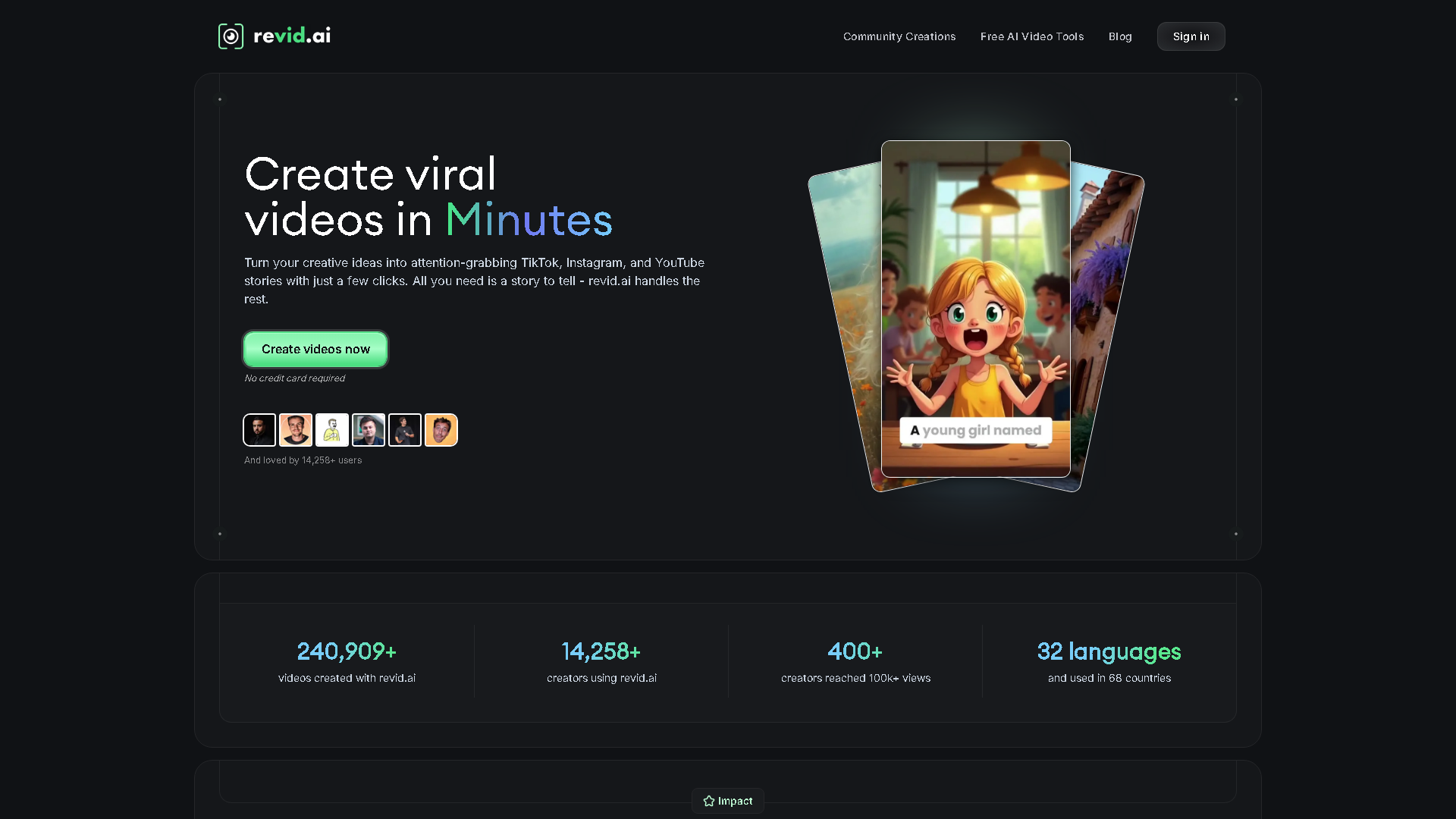 revid.ai Interface Screenshot - Writing & Editing Tool