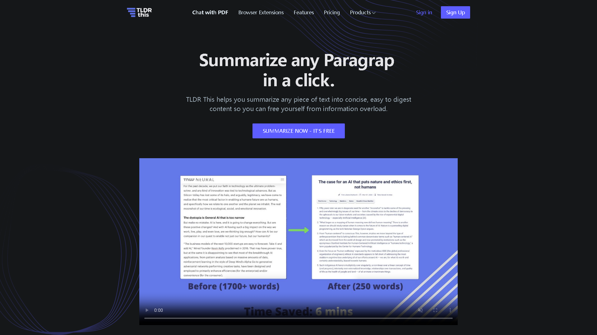 TLDR This Interface Screenshot - Writing & Editing Tool