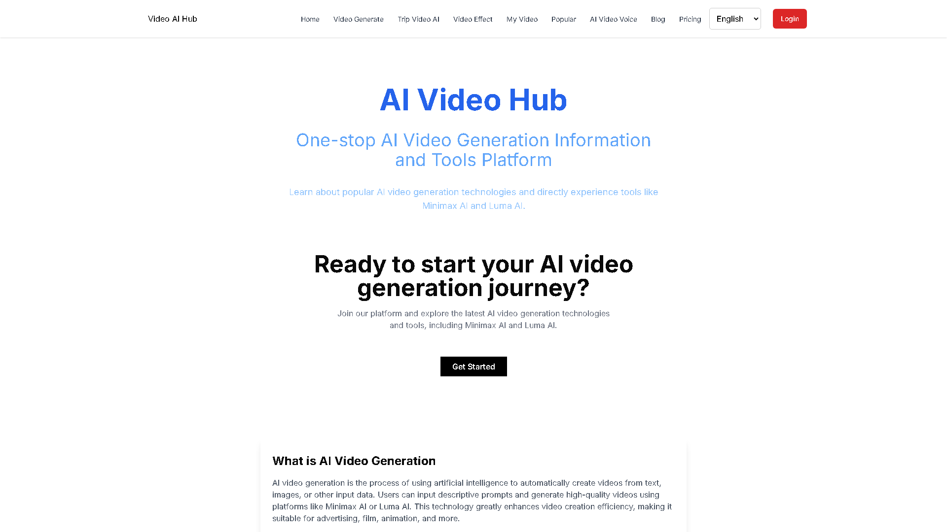 AI Video Hub Interface Screenshot - Video & Animation Tool