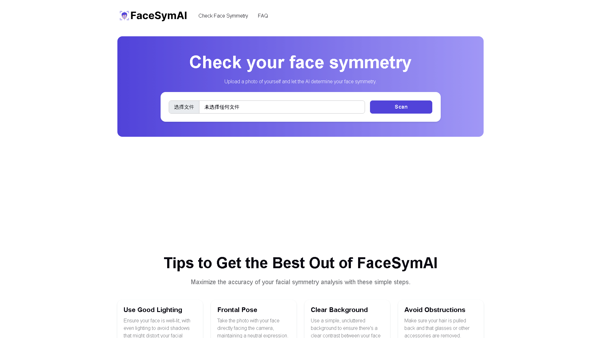 FaceSymAI Interface Screenshot - Image Analysis Tool