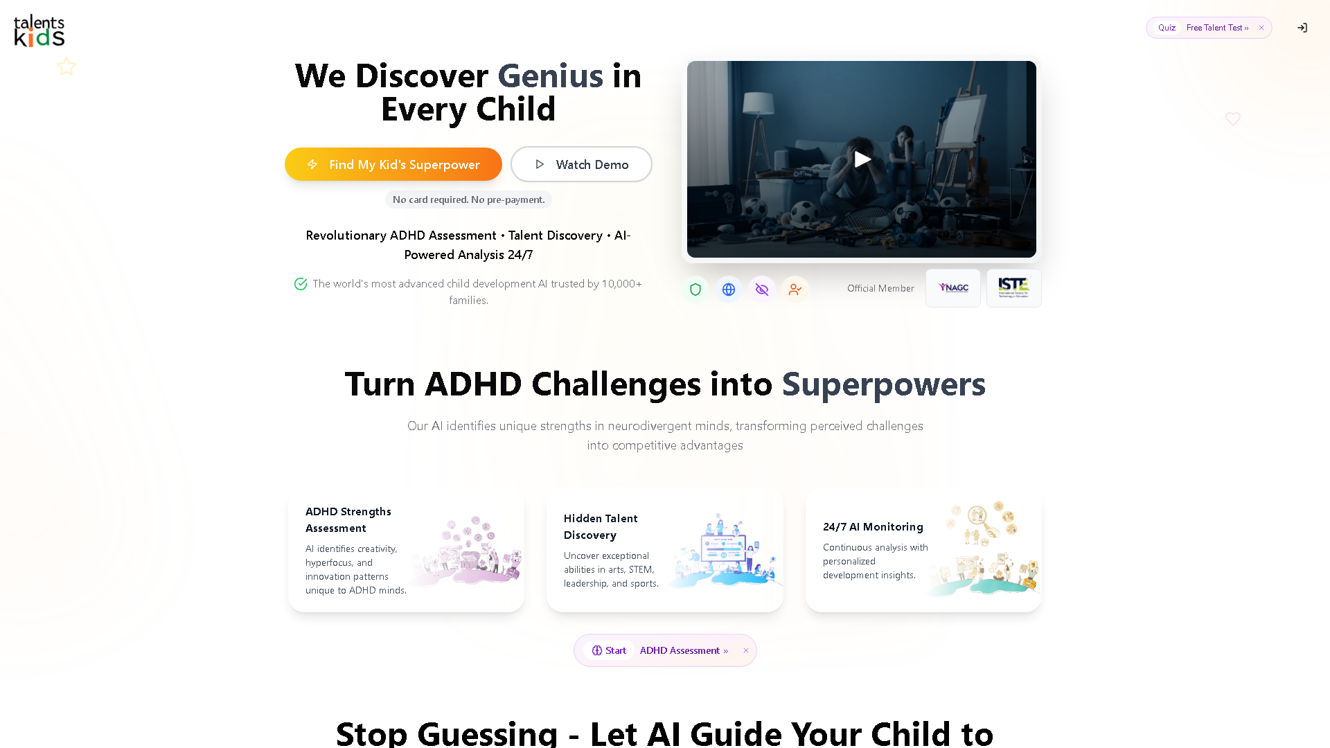 Talents.Kids Interface Screenshot - Daily Life Tool