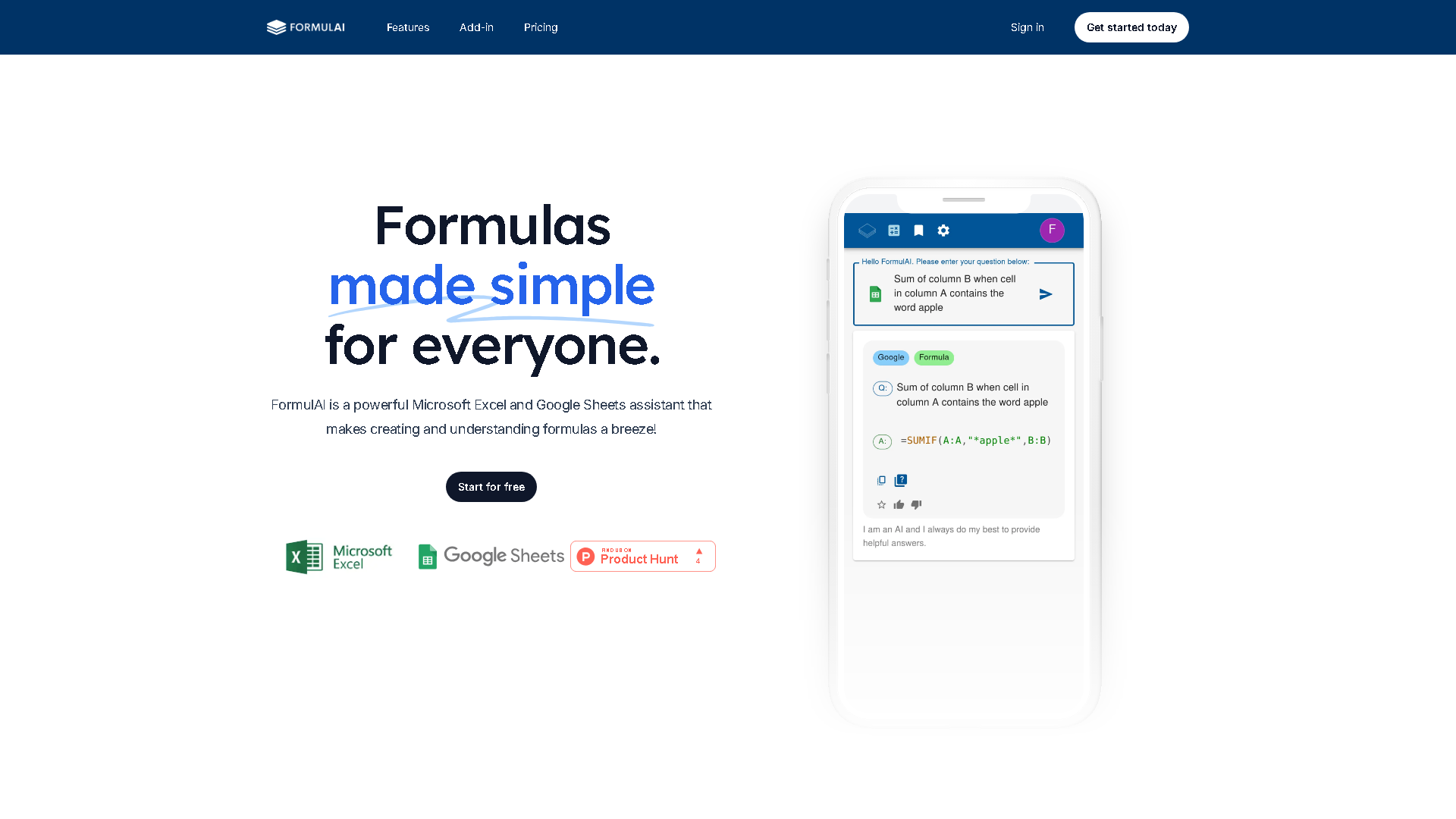 FormulAI Interface Screenshot - Office & Productivity Tool