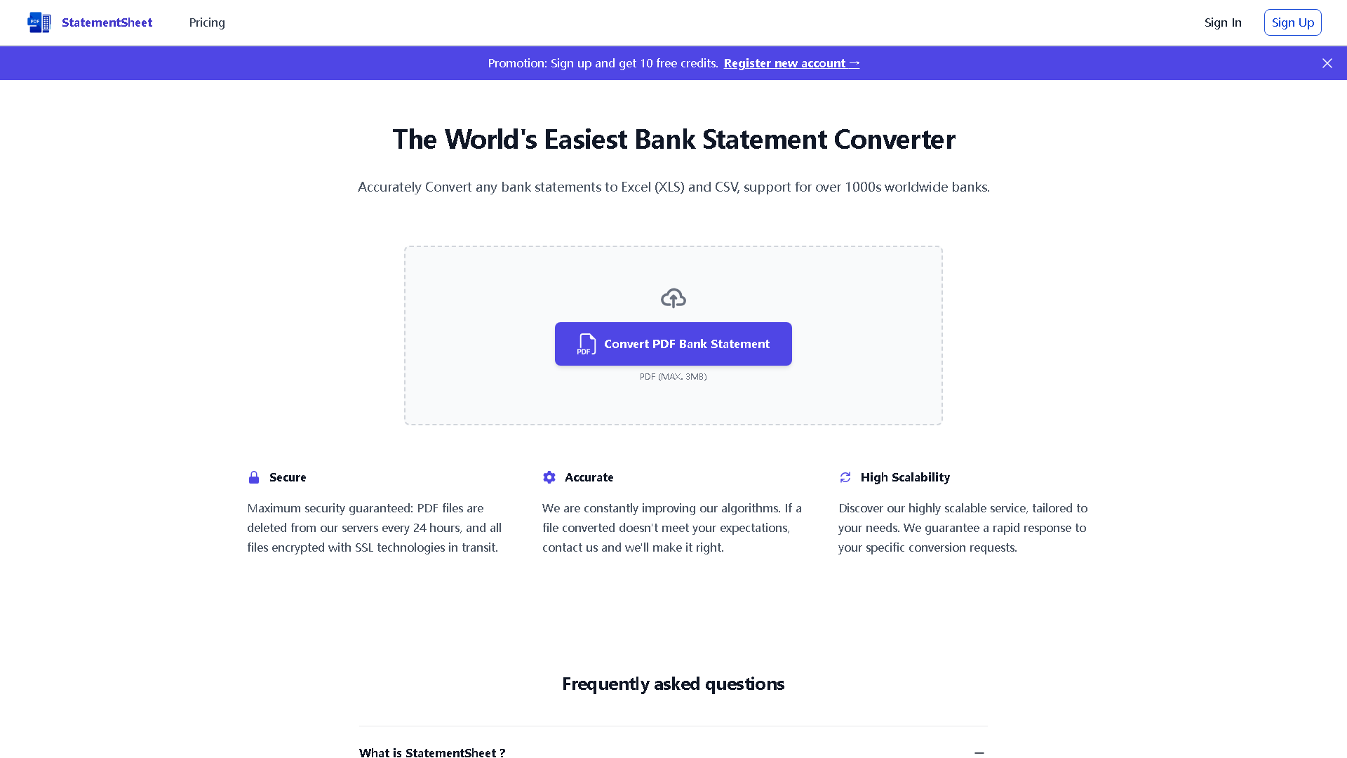 StatementSheet Interface Screenshot - Office & Productivity Tool