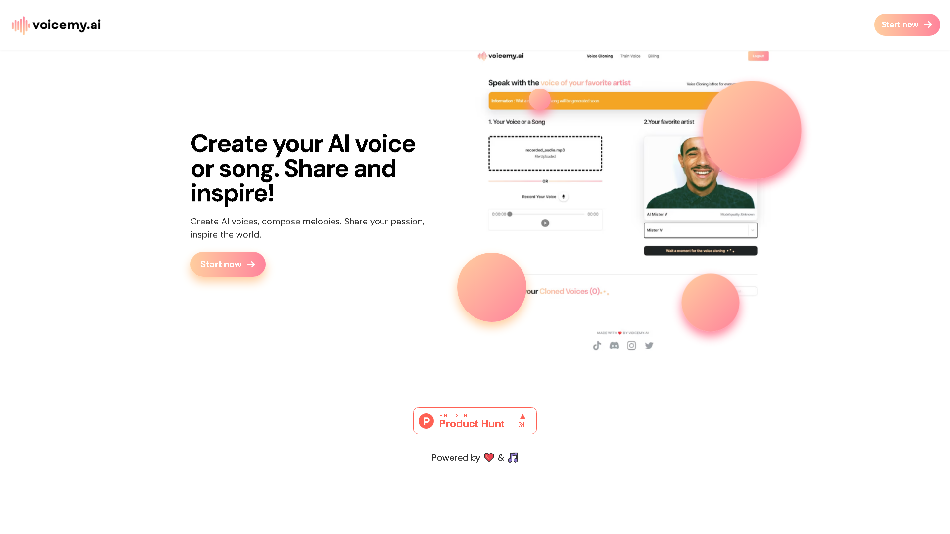 Voicemy.ai Interface Screenshot - Music & Audio Tool